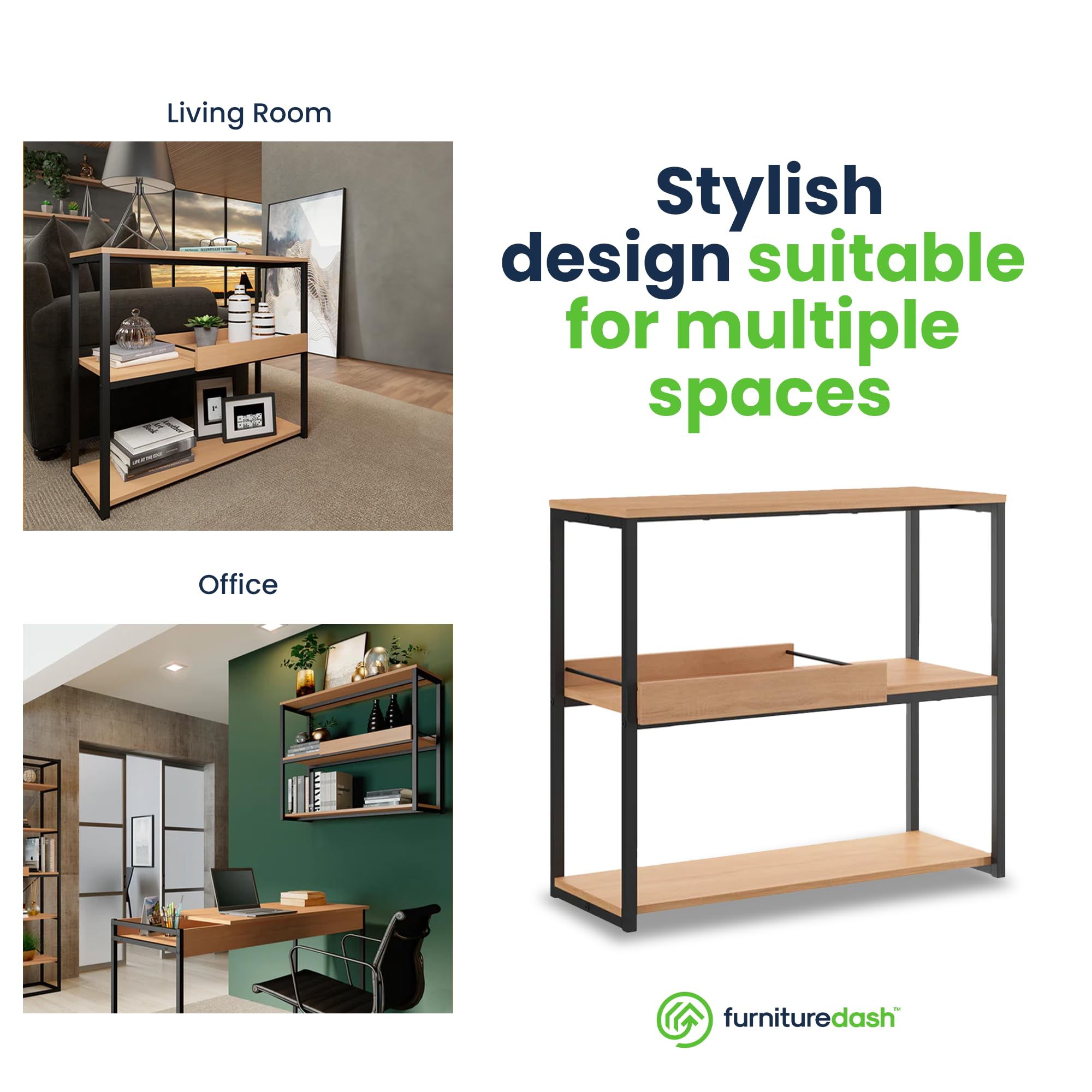 Modern Prague Bookcase - Stylish Wooden Bookshelf for Home & Office - Perfect for Living Room, Bedroom, or Study Room Organization