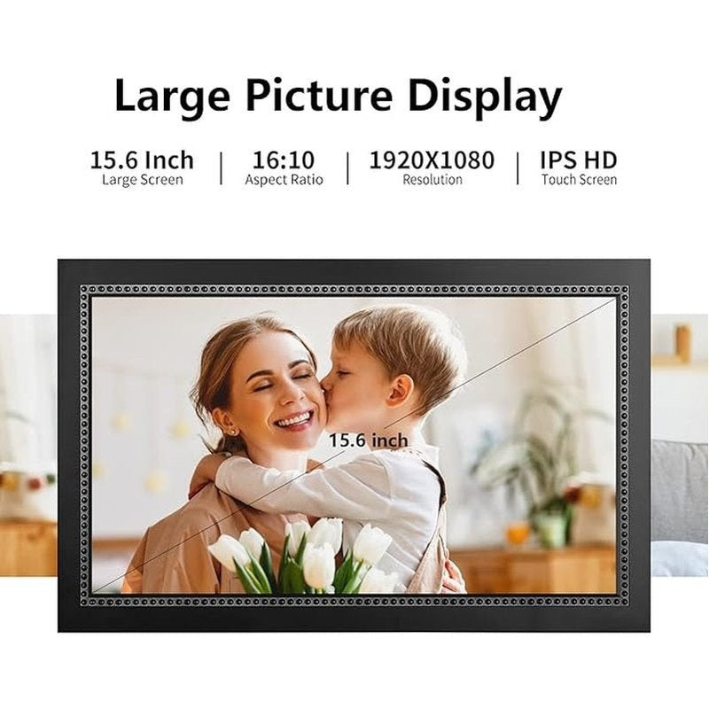 Digital Photo Frame with WiFi & Touch Screen - 16GB Storage, Remote Photo Sharing - Perfect for Home, Office & Gift Giving