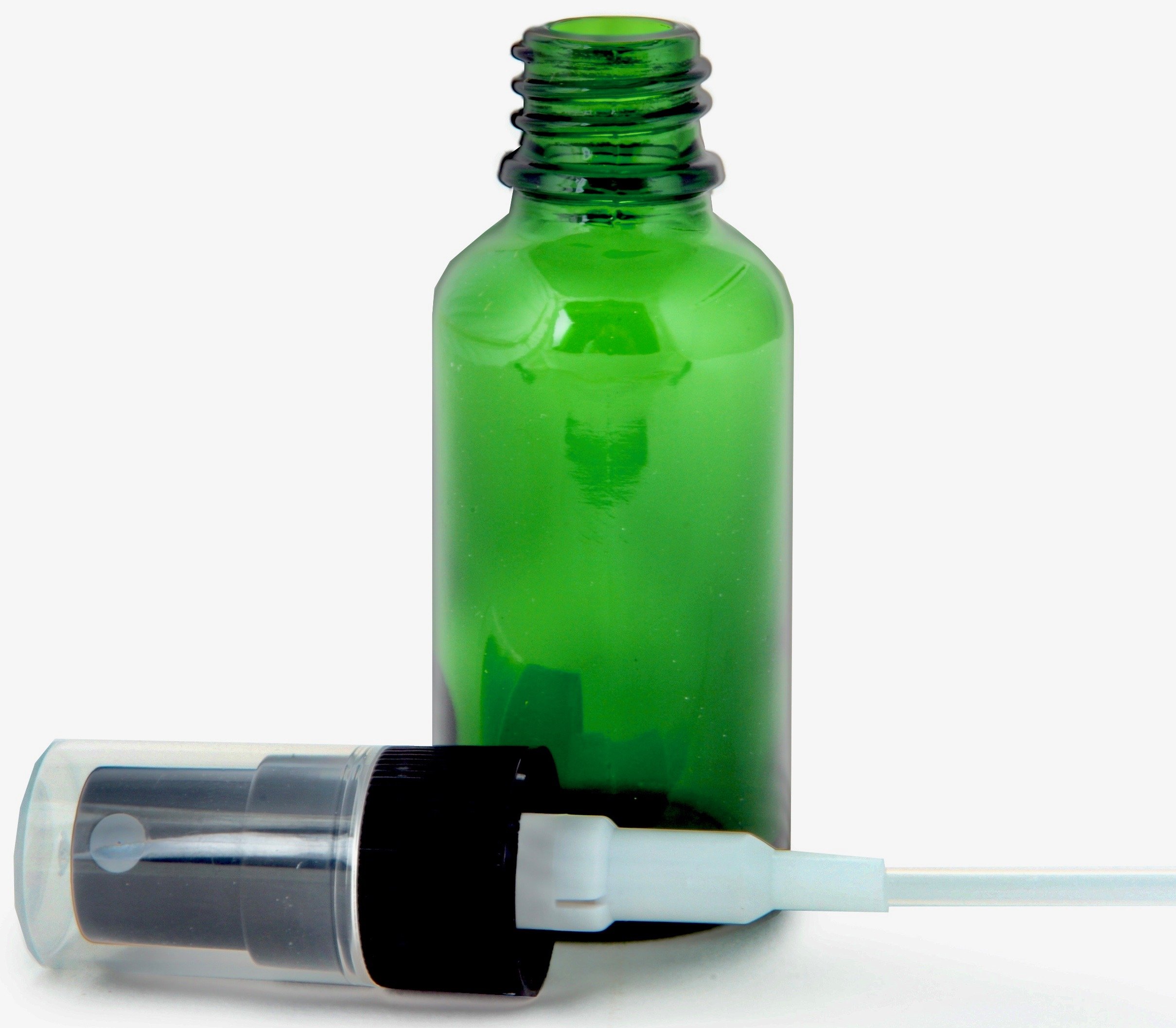 Vivaplex 12-Pack 1 oz Green Glass Bottles with Black Fine Mist Sprayers - Perfect for Essential Oils, Perfumes & DIY Beauty Products