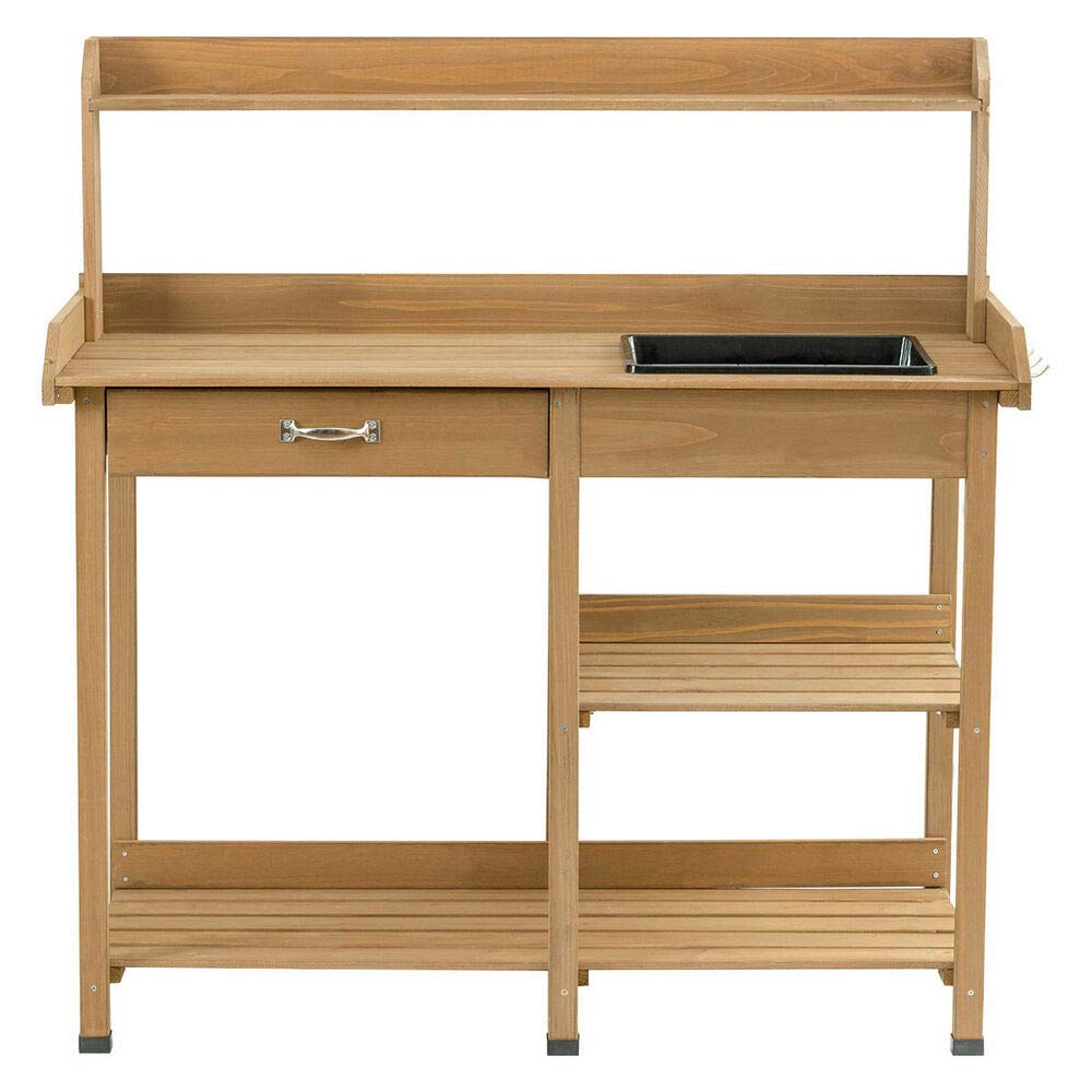 Heavy Duty Potting Table Bench with Wood Shelves - Garden Planting Workstation for Indoor & Outdoor Use - Perfect for Gardening, Potting Plants, and DIY Projects