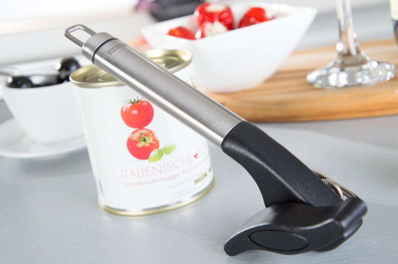 Leifheit Proline Safety Can Opener - Easy Open, Rustproof & Ergonomic Design for Kitchen, Camping & Emergency Use