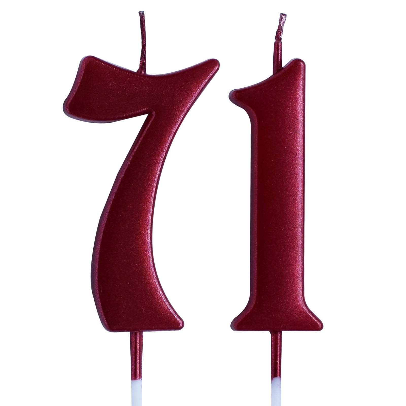71st Birthday Candle - Number 71 Cake Topper for Women & Men - Red Party Decorations & Supplies - Perfect for Anniversary Celebrations, Retirement Parties & Milestone Birthday Cakes
