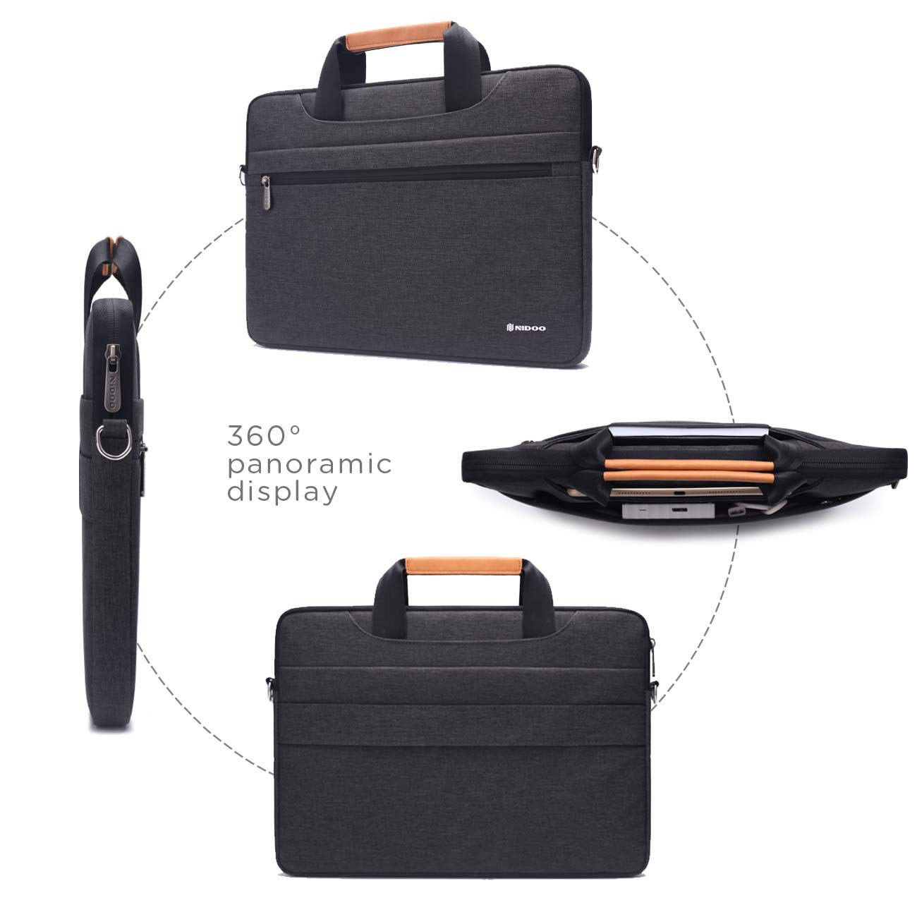 NIDOO Water-Resistant Laptop Briefcase Bag for 10-17 Inch Laptops - Durable Computer Sleeve Case for Business Travel & Daily Commute - Perfect for Work, School & Office Use