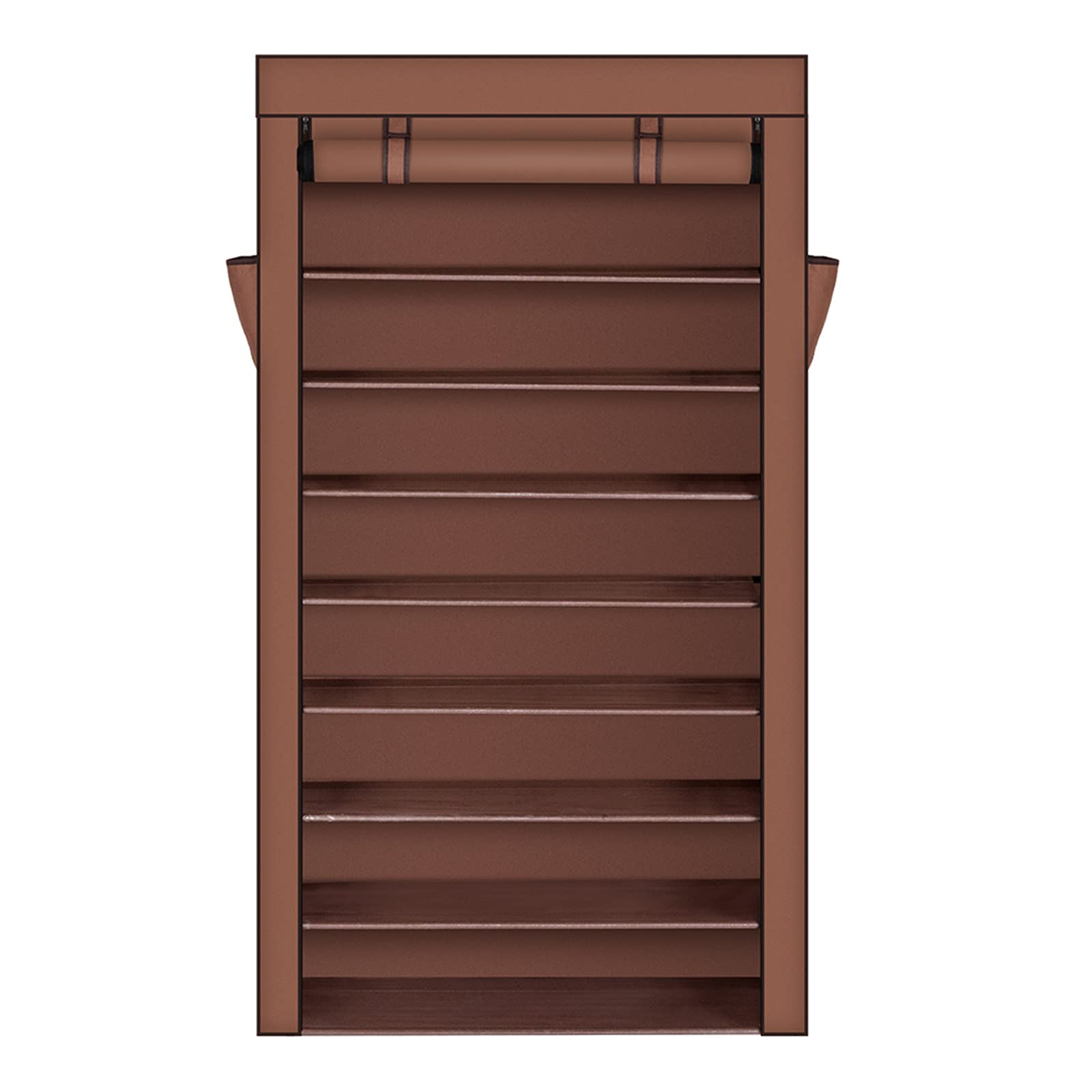 10-Tier Shoe Rack with Dustproof Cover - Space Saving Closet Shoe Storage Organizer Cabinet for Walk-in Closets & Small Spaces - Portable Shoe Shelf for Sneakers, Heels & Boots - Perfect for Bedroom, Entryway & Dorm Organization - Mocha Color
