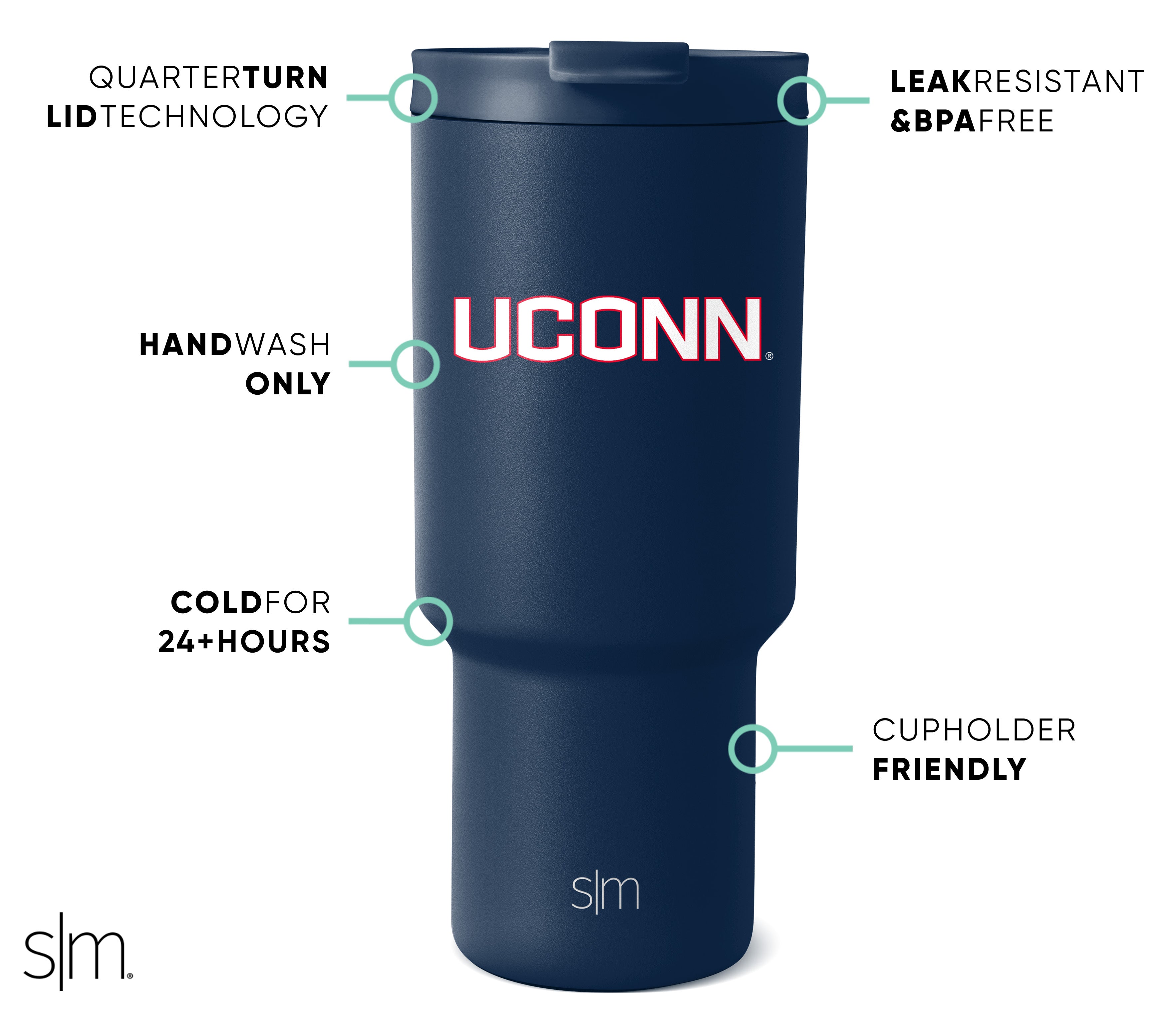 Insulated Stainless Steel Collegiate Trek Tumbler - 20oz Leakproof Travel Mug with Lid for Coffee & Tea - Perfect for College Students, Hiking, Camping & Outdoor Adventures