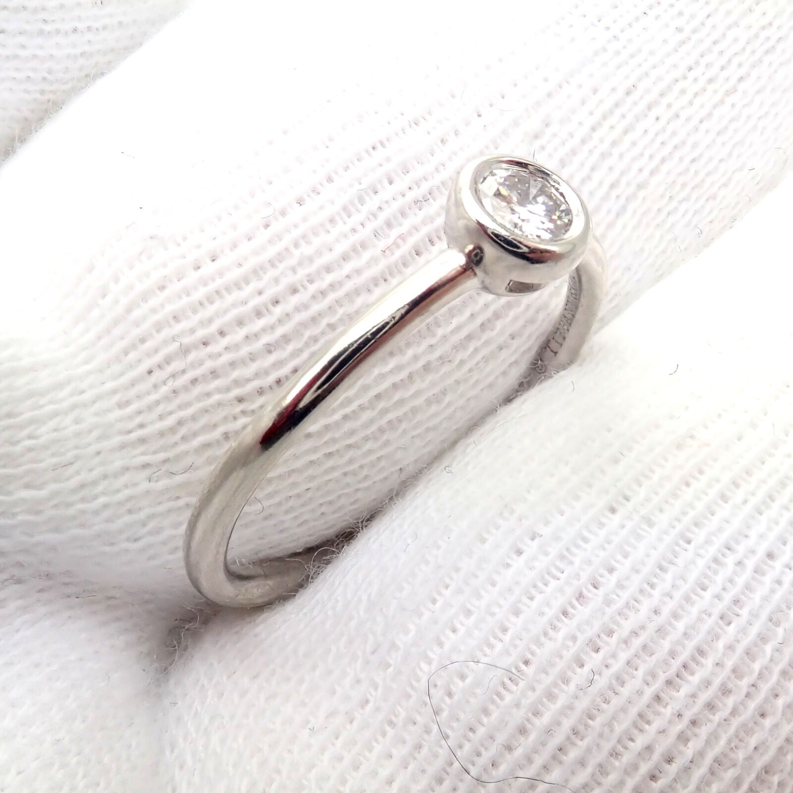 Set of 2 Tiffany & Co Platinum 0.16ct Diamond Stacking Rings - Size 5.75 - Perfect for Engagement, Wedding Bands & Anniversary Gifts