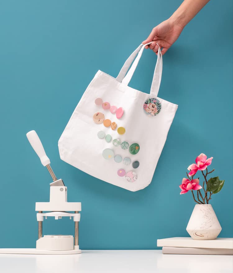 We R Memory Keepers Button Press Kit - Includes Button Press, Cutting Inserts, Medium Circle Die & 5 Buttons for Making Custom Pins, Badges & Keychains - Perfect for DIY Crafts, School Projects & Personalized Gifts