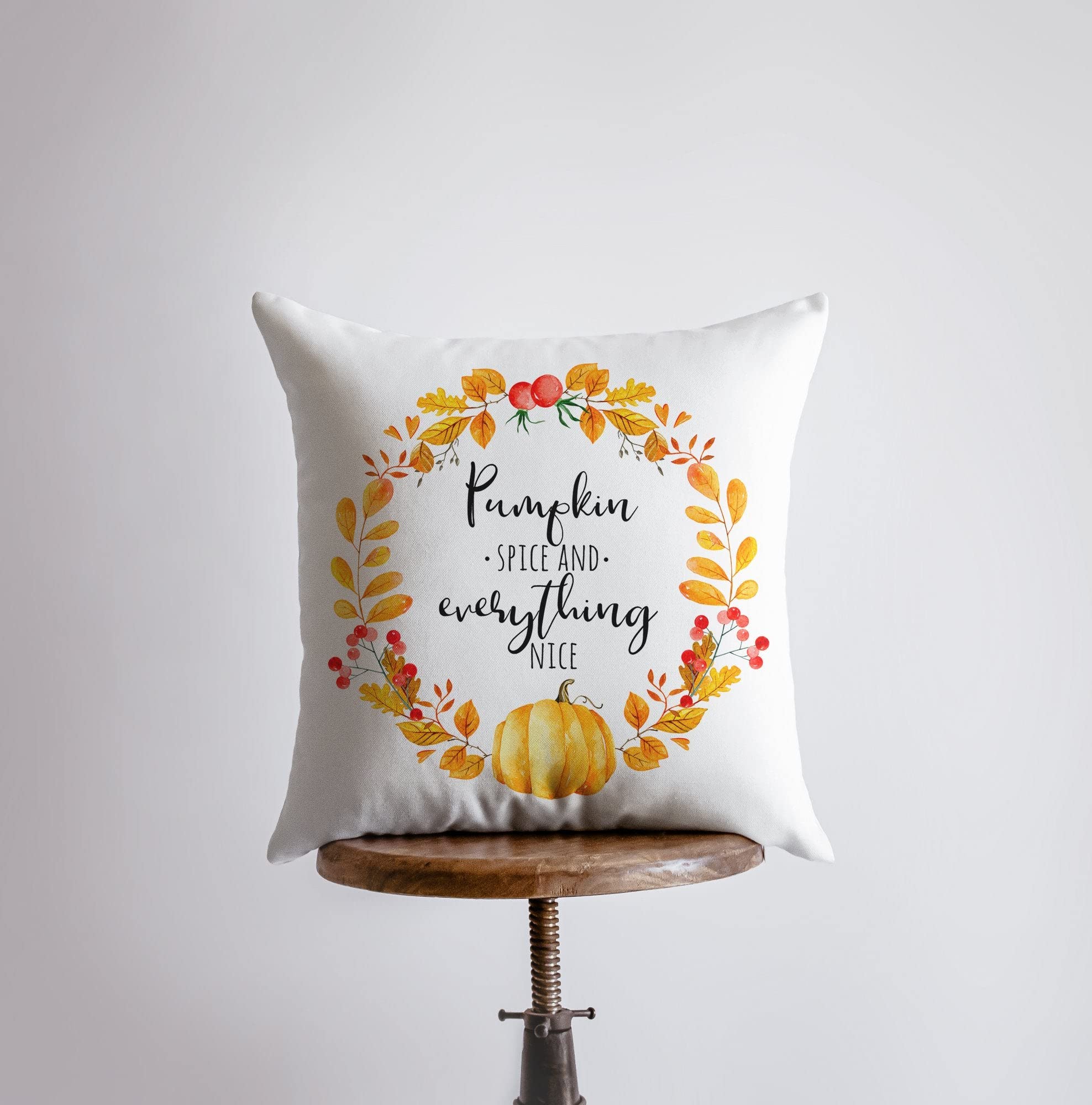 Pumpkin Spice & Everything Nice Pillow Cover - Modern Farmhouse Home Decor, Country Style Fall Throw Pillows for Sofa, Bed & Living Room Cozy Decor
