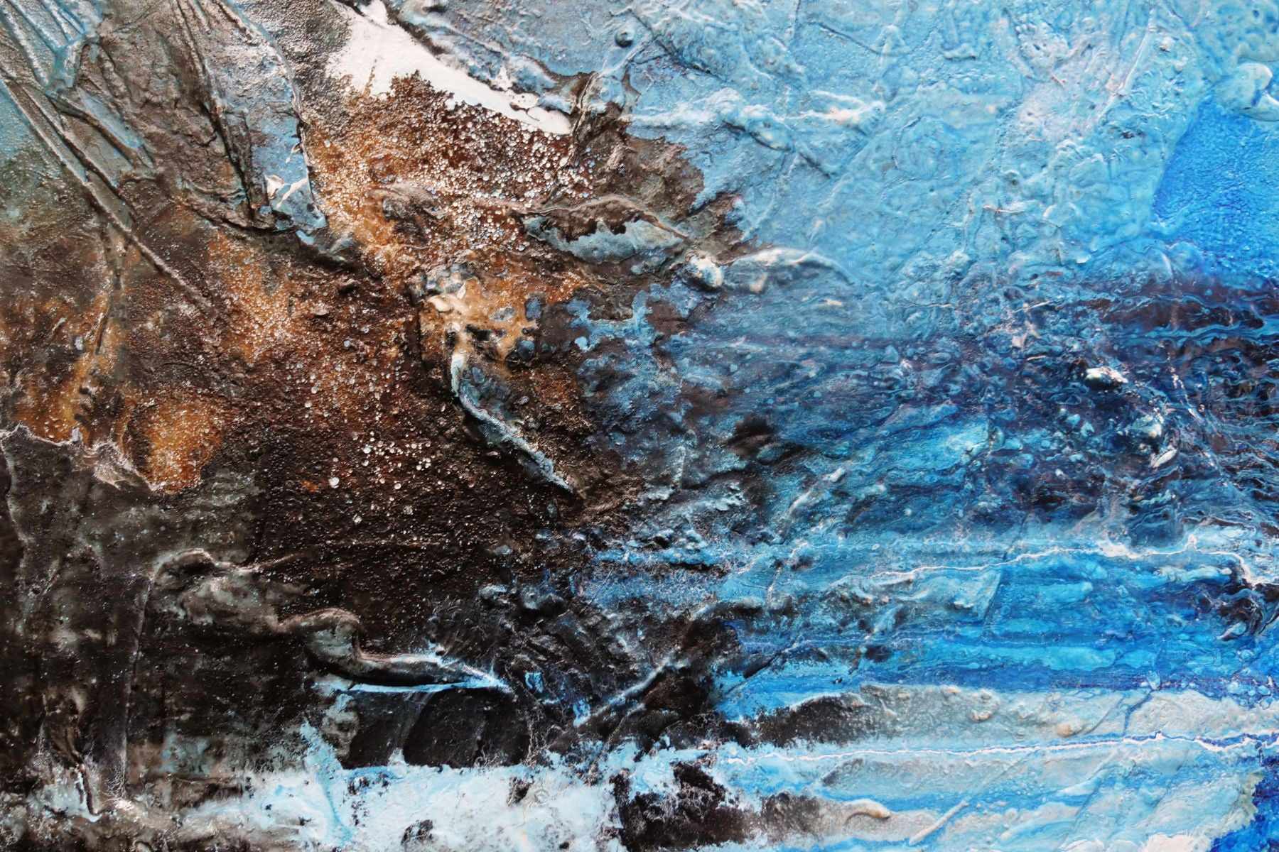 Blue Textured Abstract Honeycomb Cove Painting 140cm x 100cm - Modern Wall Art for Living Room, Bedroom & Office Decor