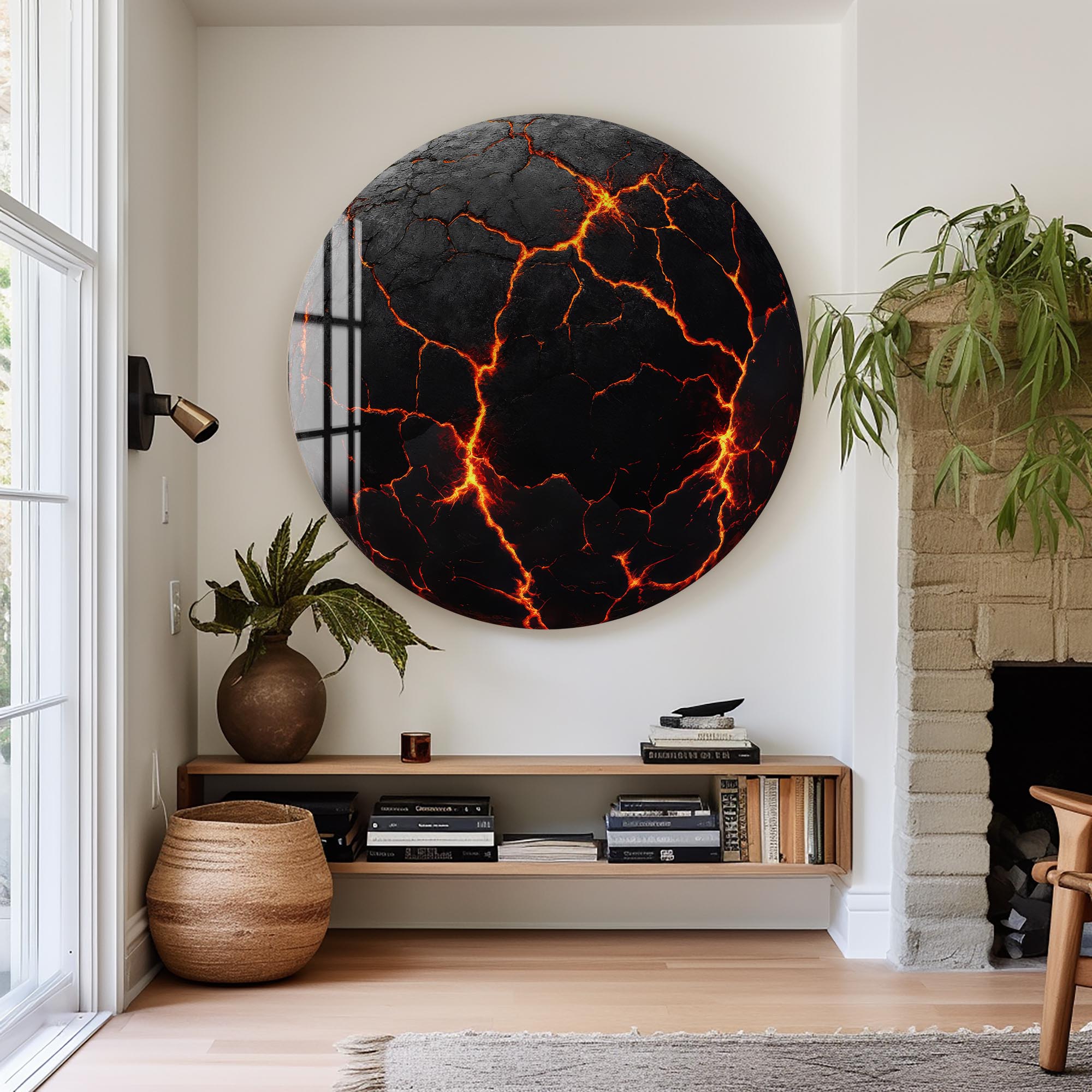 Lava Rounded Glass Wall Art - Modern Abstract Home Decor for Living Room, Bedroom & Office - Shatterproof & UV Resistant - Perfect for Gifts & Interior Design