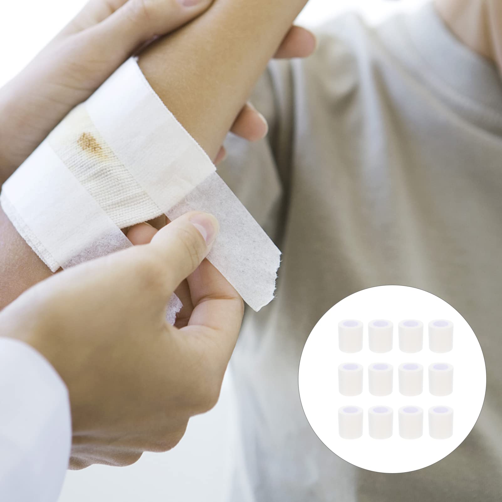NOLITOY 24 Rolls Medical Tape - Waterproof Adhesive Bandage for Wound Care, First Aid, Sports Injuries | Hypoallergenic White Fixing Tape for Sensitive Skin | Ideal for Hospitals, Clinics & Home First Aid Kits