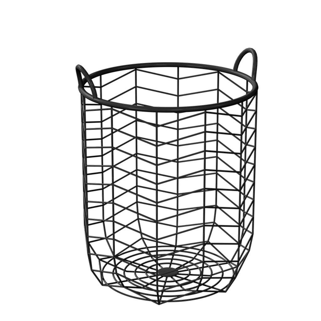 12x14 Inch Laundry Basket with Handles - Iron Cylindrical Storage Hamper for Clothes, Bedroom & Bathroom Organization | Perfect for Laundry Room, Dorm, or Closet Storage (Washing Bin for Dirty Clothes)