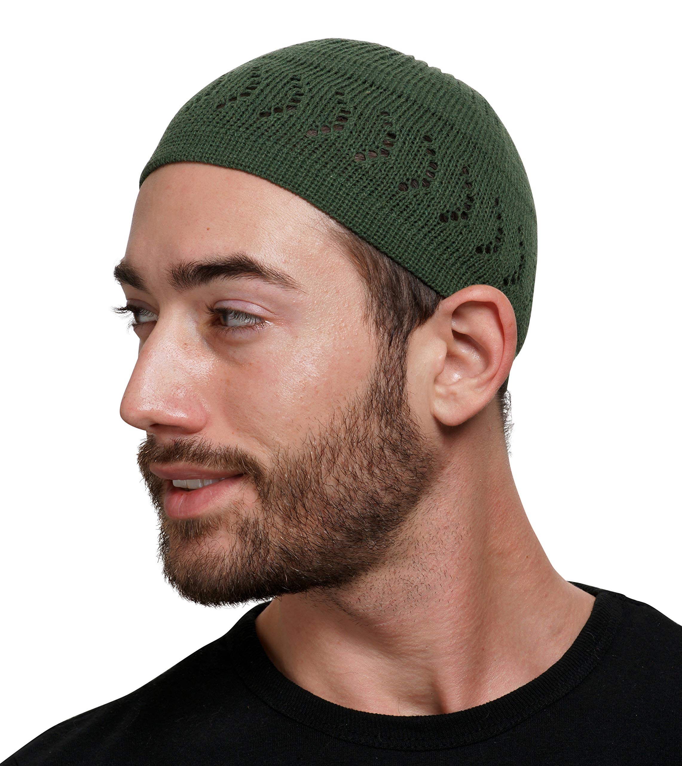 SnugZero - 100% Cotton Kufi Beanie with Arrow Lattice Crochet for Men & Women | Islamic Prayer Cap, Winter Hat for Outdoor Activities & Religious Ceremonies