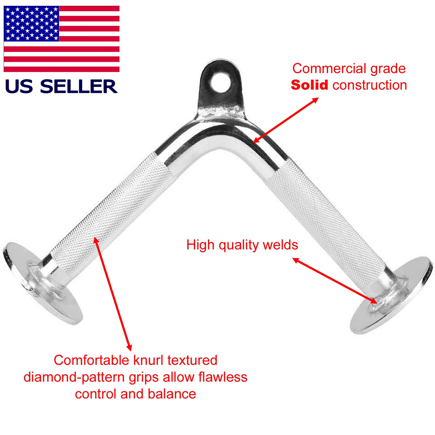 FITNESS MANIAC Tricep Press Down Cable Attachment Set - 5-in-1 Gym Equipment with Double D Handle, V-Bar, Rotating Straight Bar, D-Handle & Hooks for Home & Commercial Workouts | Strength Training & Arm Toning Accessory