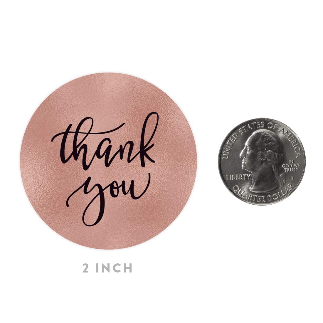 Andaz Press 80-Pack 2-Inch Round Thank You Stickers - Rose Gold Glitter Foil Labels with Coco Script for Gift Wrapping, Party Favors & Wedding Decorations