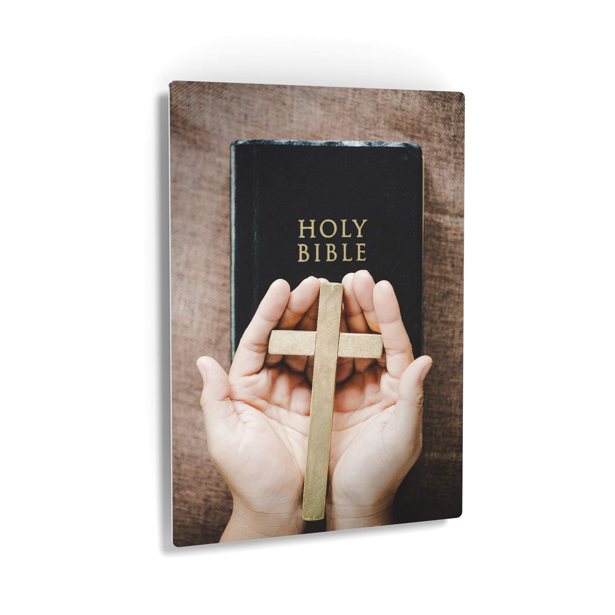Christian Metal Wall Art - Holy Bible and Cross Religious Decor for Living Room, Bedroom, Office - Ready to Hang 36x24 - Perfect Gift for Faithful Home & Church Decorations