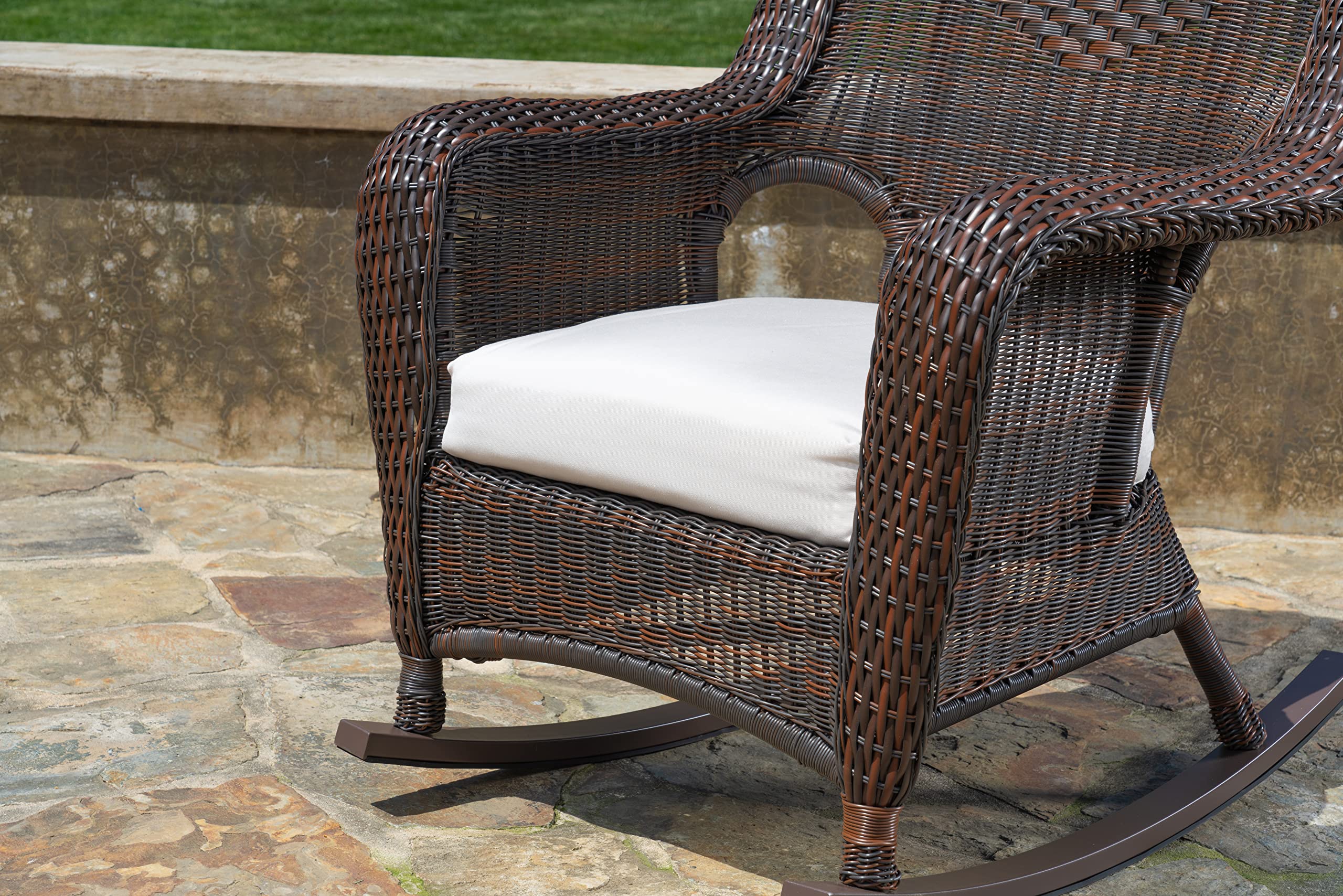 Tortuga Outdoor Sea Pines Side Table and Java Rocking Chair Set - Perfect for Patio, Deck, Garden, and Backyard Relaxation