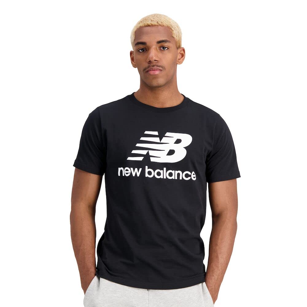 New Balance Men's NB Essentials Stacked Logo Short Sleeve T-Shirt - Comfortable Casual Tee for Gym, Running & Everyday Wear