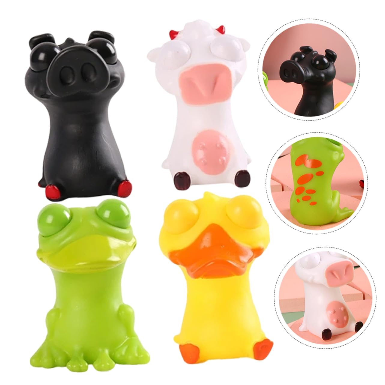 BCOATH 4-Pack Funny Stress Relief Toys - Cartoon Eye Bouncing Squeeze Sensory Fidget Toys for Kids & Adults | Portable Anxiety Relief for Office, School & Travel