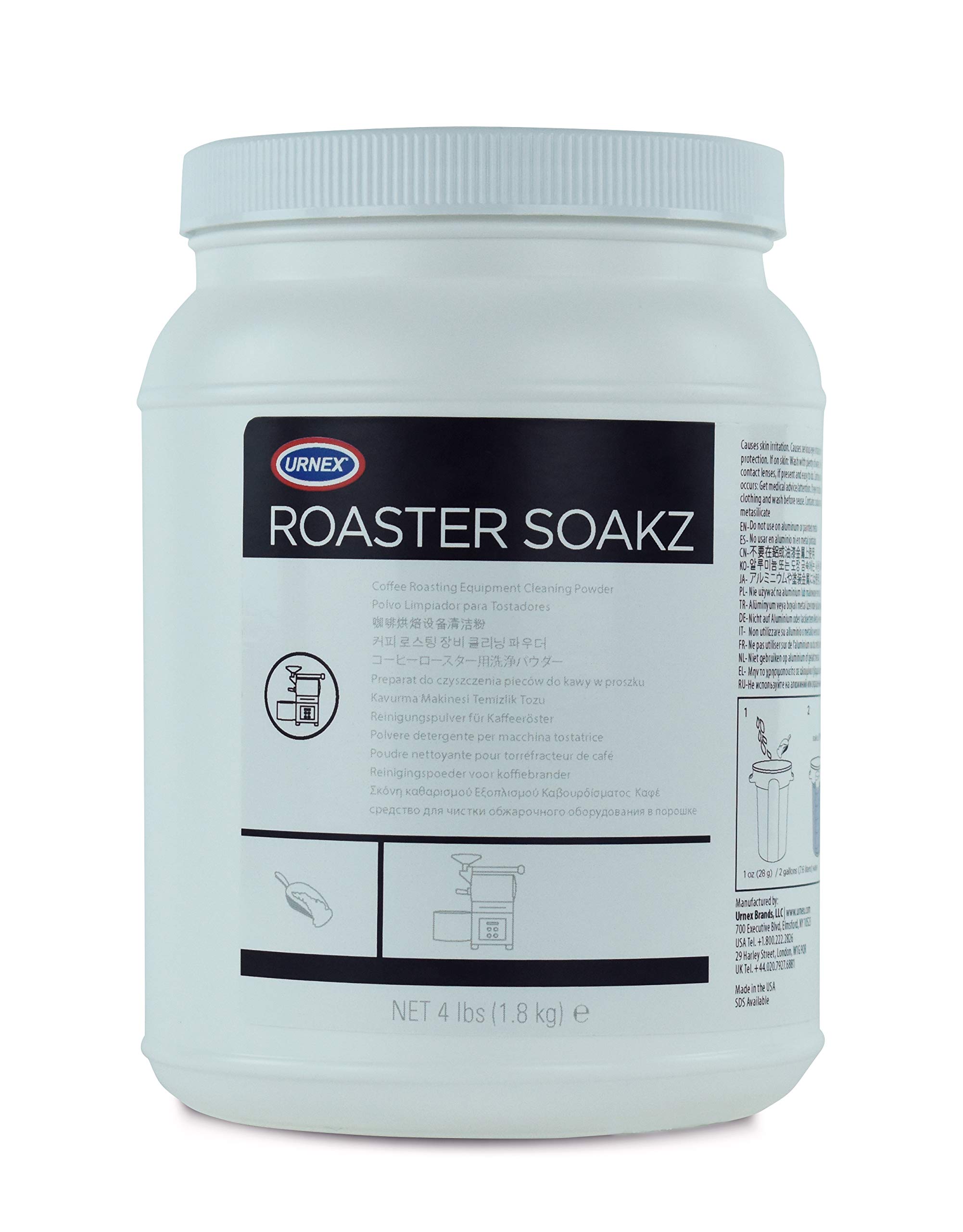 Urnex Roaster Soakz - Professional Coffee Roaster Cleaning Powder for Equipment Maintenance (1.8KG) | Deep Cleans Coffee Roasters, Espresso Machines & Brewing Tools | Perfect for Coffee Shops & Home Baristas