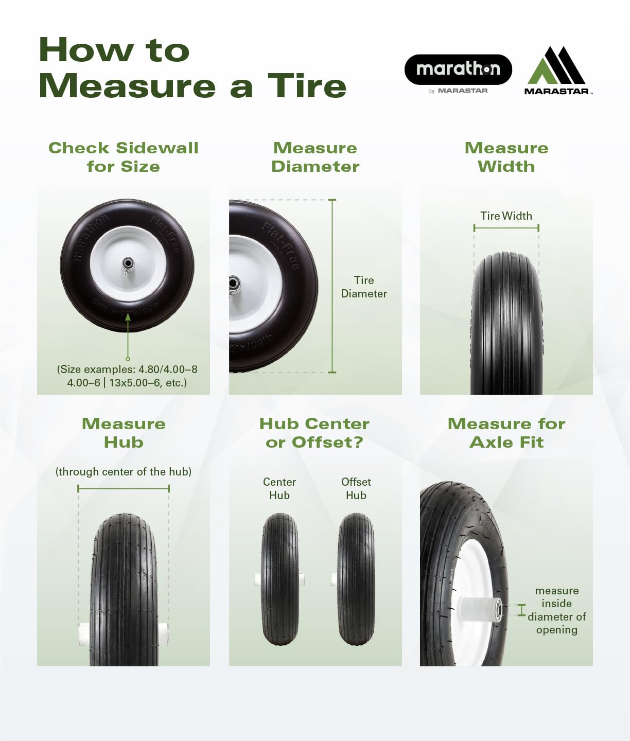 Marathon 13x6.50-6 Flat Free Tire with Wheel - 3