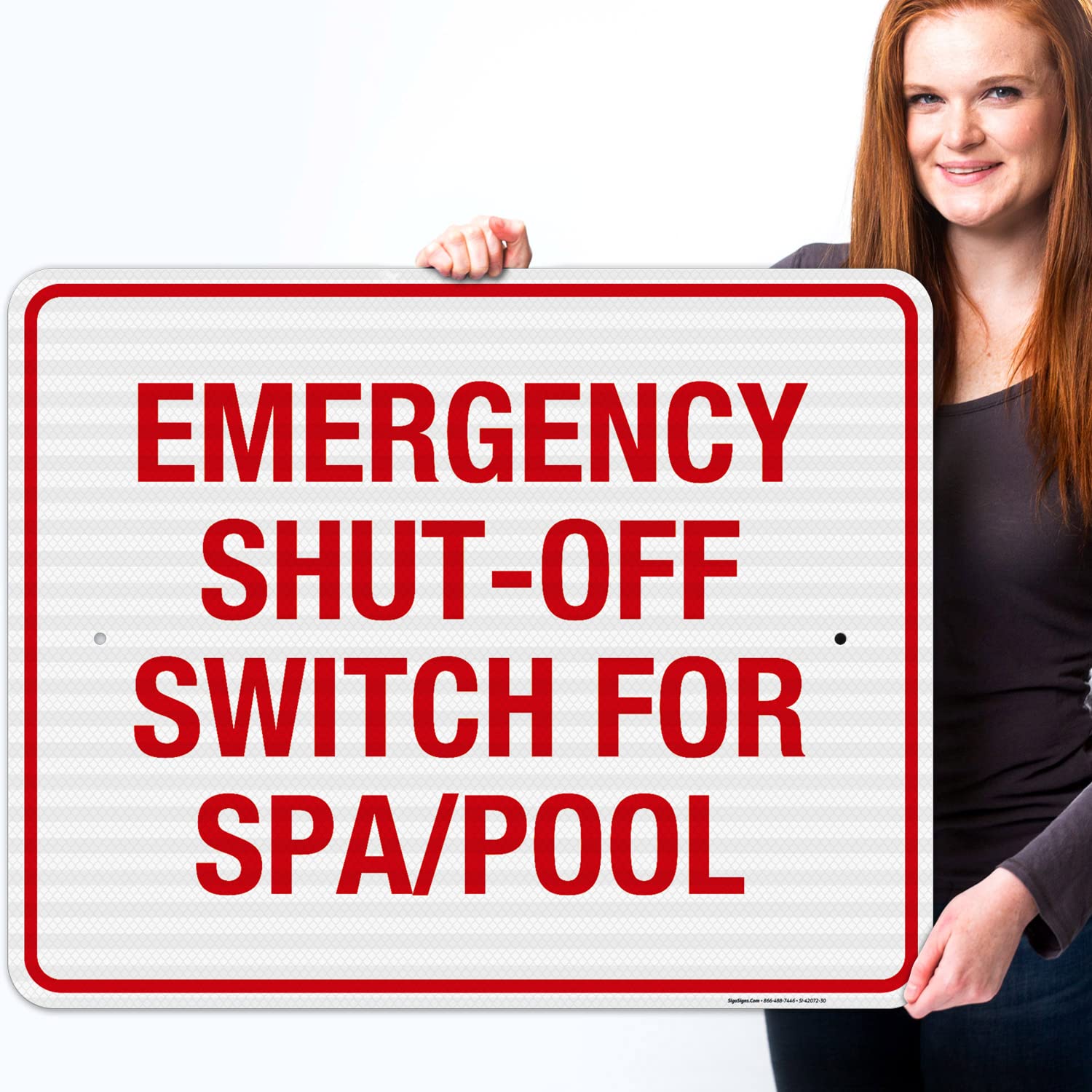 3M EGP Reflective Emergency Shut Off Switch Sign - 24x30 Inches, .080 Aluminum, Fade Resistant, Made in USA - Perfect for Pools, Industrial Facilities & Safety Compliance Areas