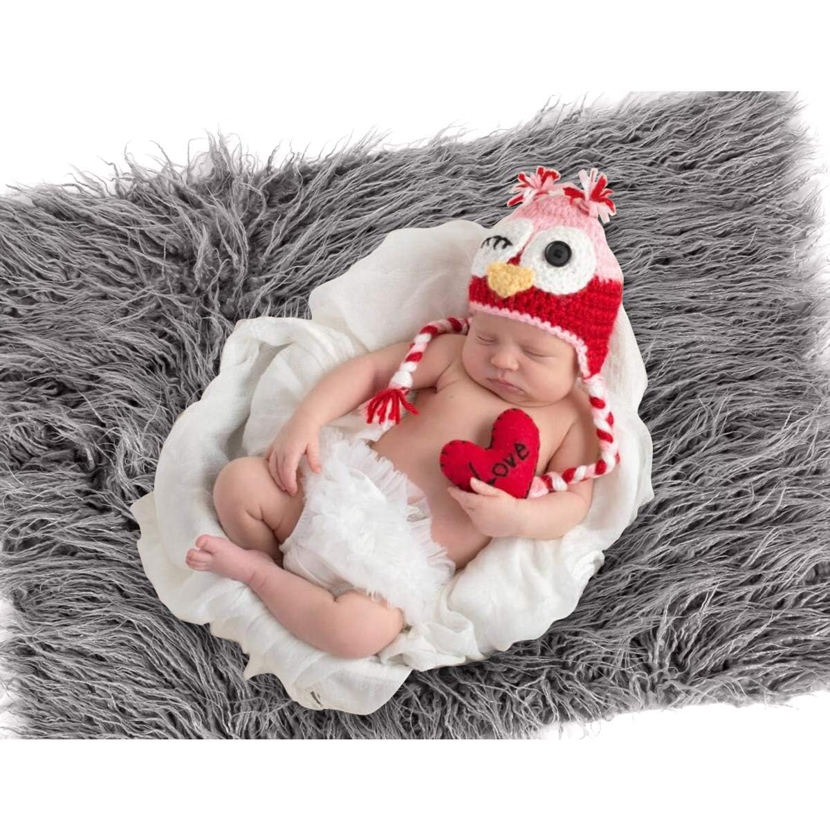 2PCS Newborn Baby Photo Props Fluffy Blanket + Ripple Wrap Set - Soft Photography Wraps for Newborn Boys & Girls - Perfect for Baby Shower, Birthday & Professional Photo Shoots