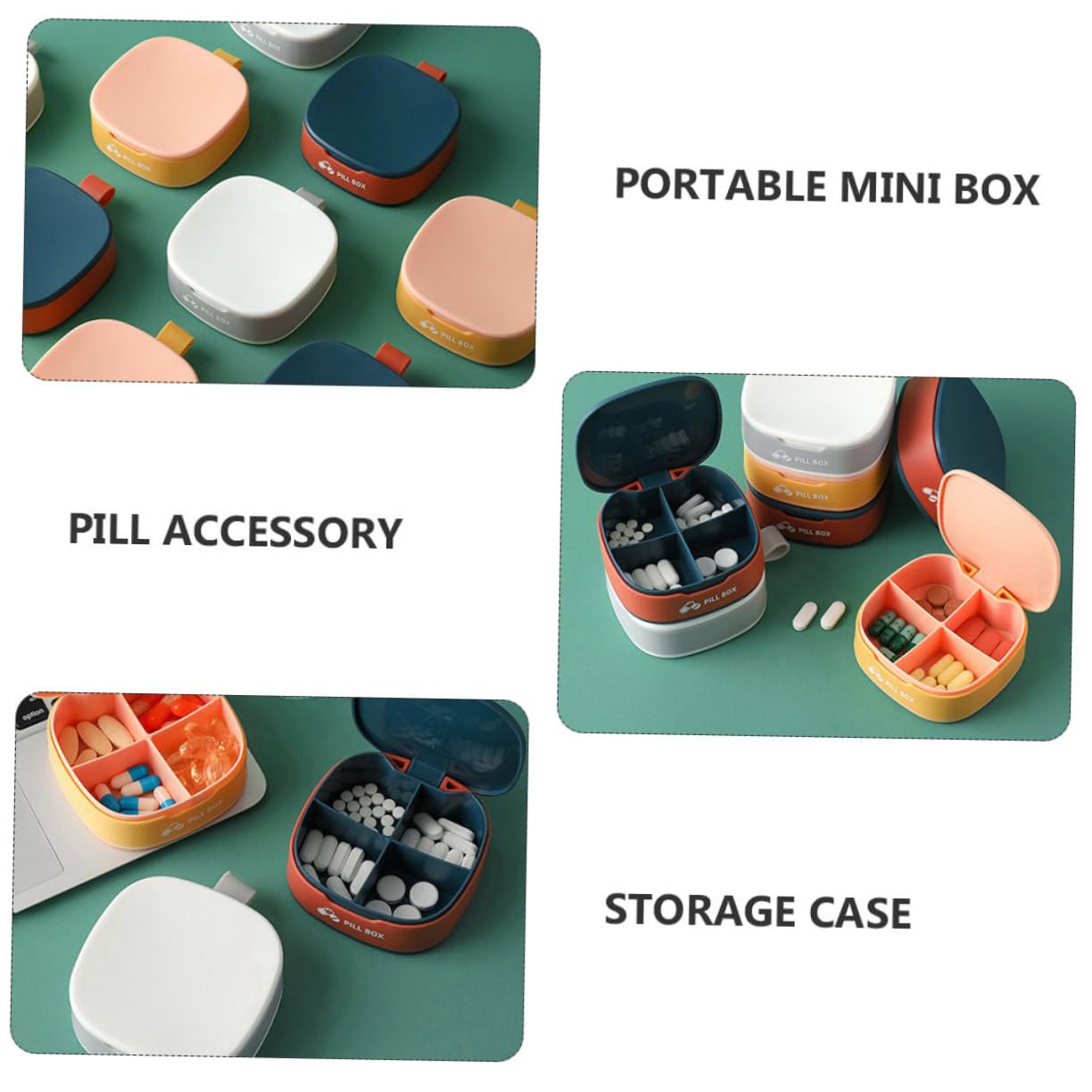 3-Piece Travel Pill Organizer Box - Portable Medicine Container Case for Daily Pills, Vitamins & Supplements - Compact Flat Design Perfect for Travel, Work & Gym