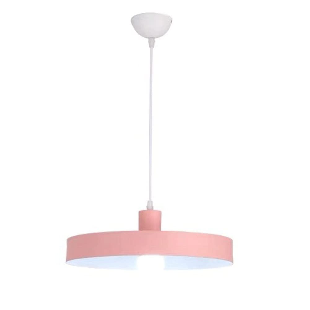 Modern Wrought Iron Chandelier with Metal Painted Shade - Pink Decorative Pendant Light Fixture for Ceiling - Perfect for Living Room, Bedroom, Dining Room, Cafe, Restaurant & Corridor Lighting - Elegant Home & Commercial Decor