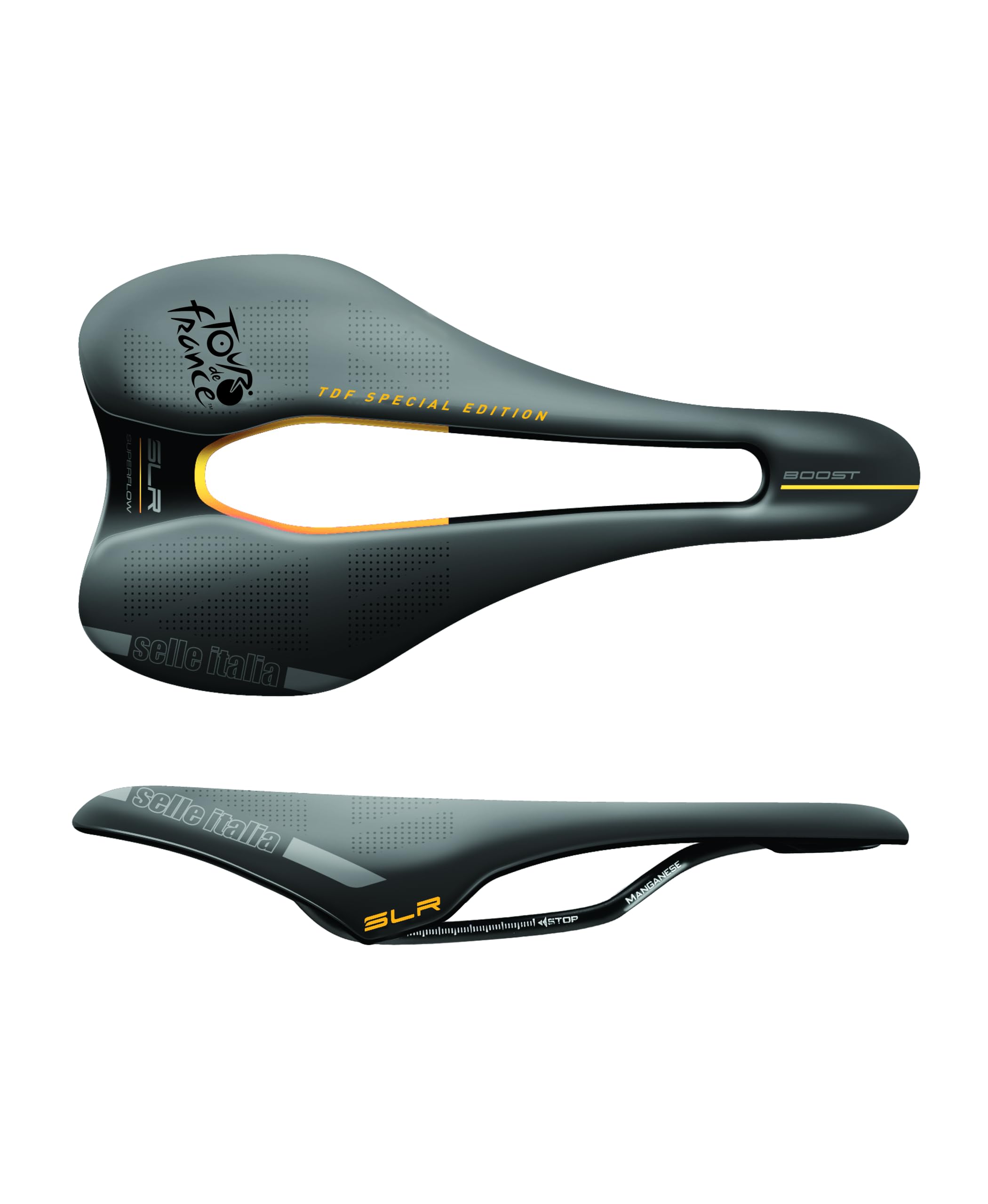 Selle Italia SLR Boost Superflow Tour de France Bike Saddle - Lightweight Carbon Fiber & Nylon Racing Seat for Road Bikes (Yellow, Unisex-Adult) | Perfect for Competitive Cycling & Long-Distance Rides