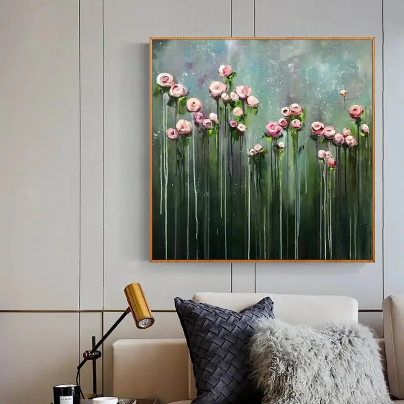 Flower and Tree Painting #FT012 - Handmade Canvas Wall Art for Home & Office Decor | Perfect for Living Room, Bedroom, or Gift