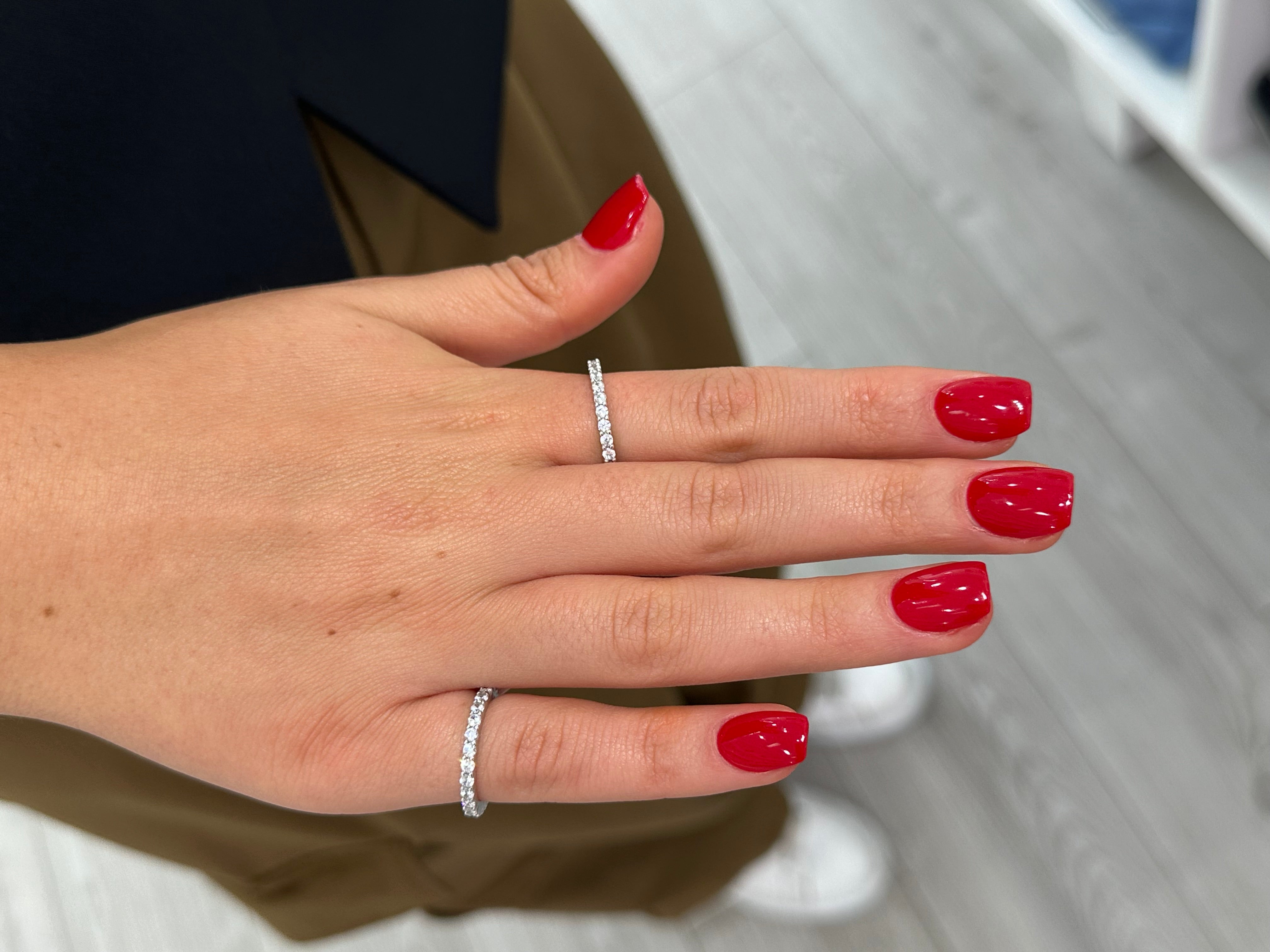 Thin CZ Eternity Ring for Women - 14K Gold Plated Cubic Zirconia Wedding Band - Perfect for Anniversary, Engagement & Everyday Elegance
