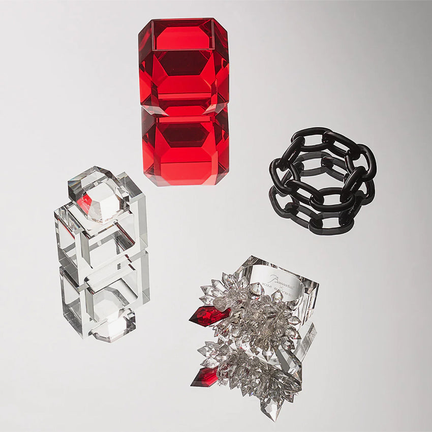 Luxury Baccarat X Kim Seybert Octagon Napkin Ring Set of 4 - Elegant Table Setting for Fine Dining & Special Occasions