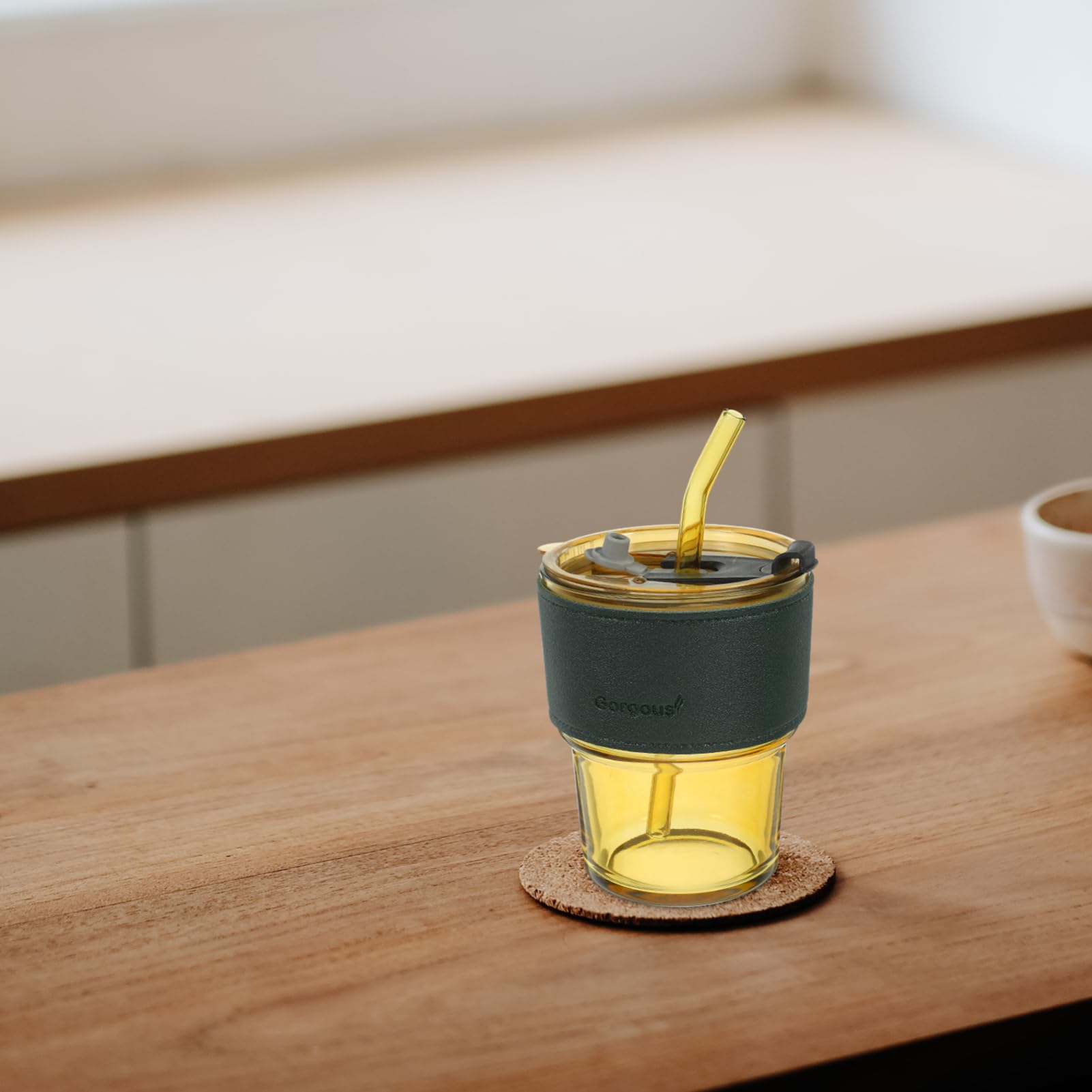 Magiclulu Honey Bear Glass Sippy Cup with Straw - Leak Proof Baby Bottle for Smoothie, Milk & Juice - Perfect for Toddlers, Kids & Travel Use