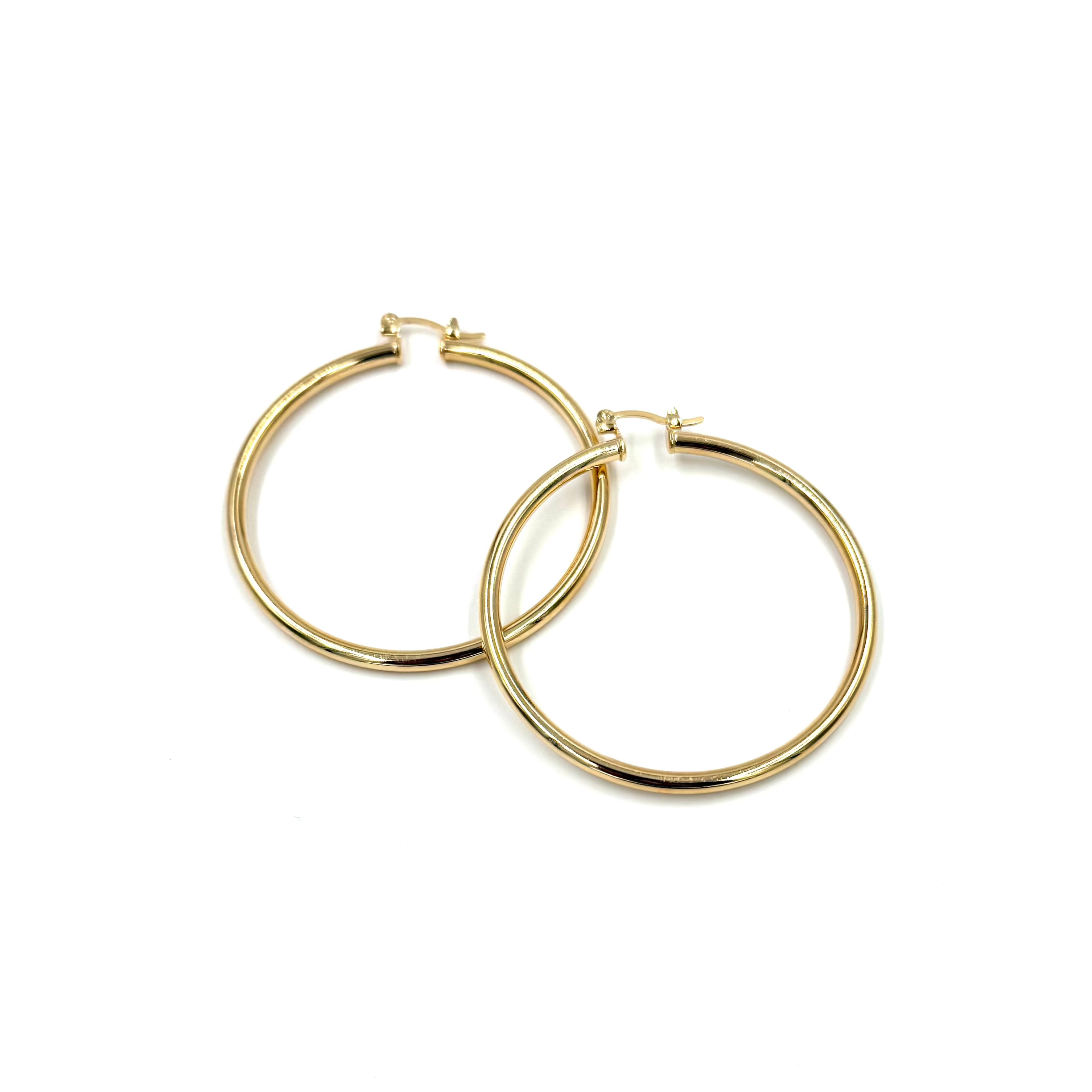 Ashley Gold Stainless Steel 14K Gold Plated Hoop Earrings for Women - Hypoallergenic Closed Back Stud Earrings for Sensitive Ears - Perfect for Everyday Wear, Office & Special Occasions