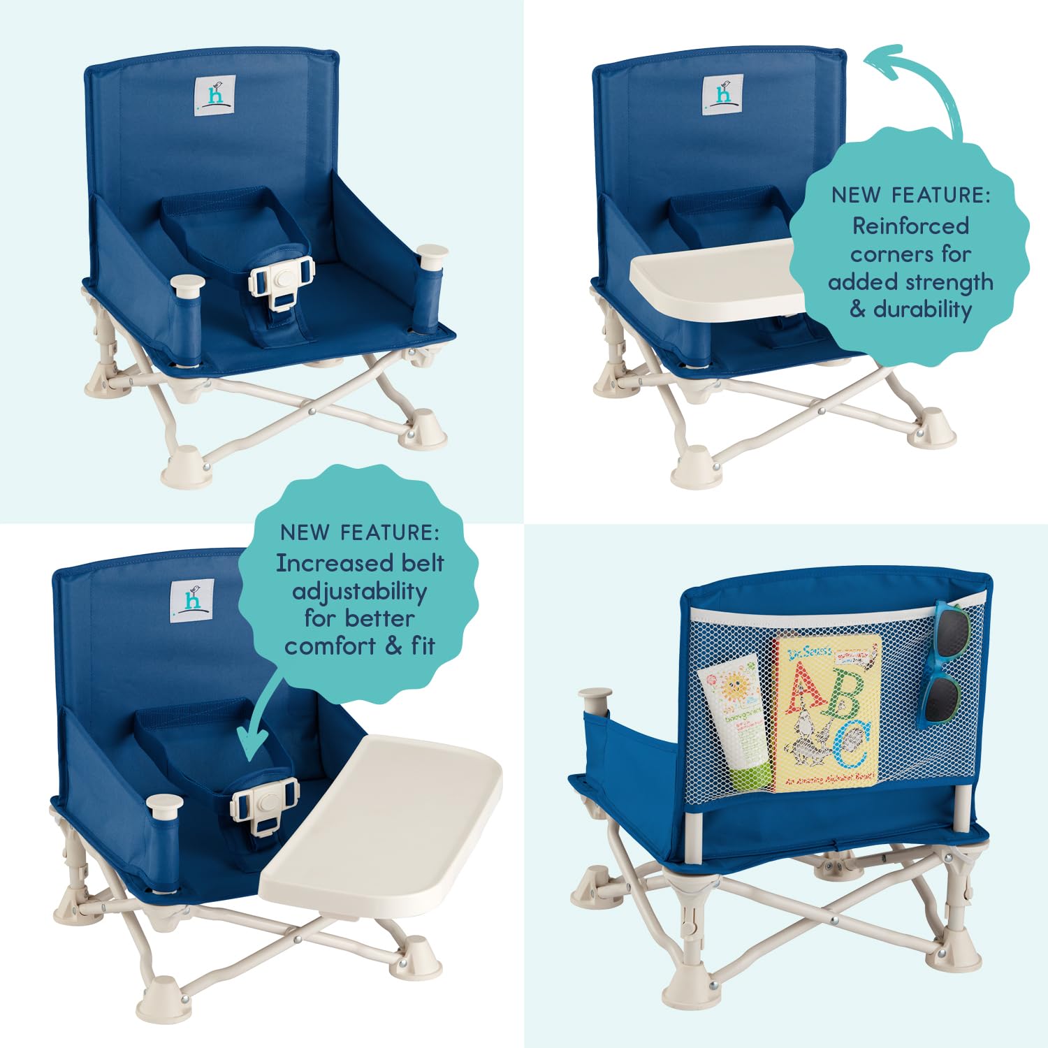 Hiccapop OmniBoost Travel Booster Seat with Tray - Portable Folding Baby High Chair for Dining, Travel, Camping & Beach | Secure Tip-Free Design with Straps | Perfect for Restaurants, Outdoor Picnics & Family Gatherings
