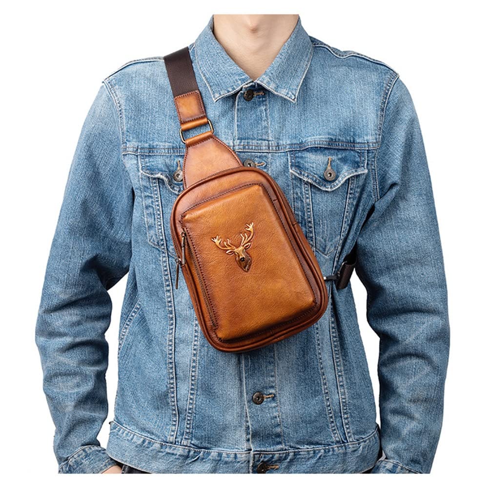 Men's Vintage Messenger Bag - TJLSS Fashionable Chest Shoulder Backpack for Daily Use, Travel & Outdoor (37 x 18 x 7cm, Multiple Colors) - Perfect for Commuting, Hiking & Casual Wear