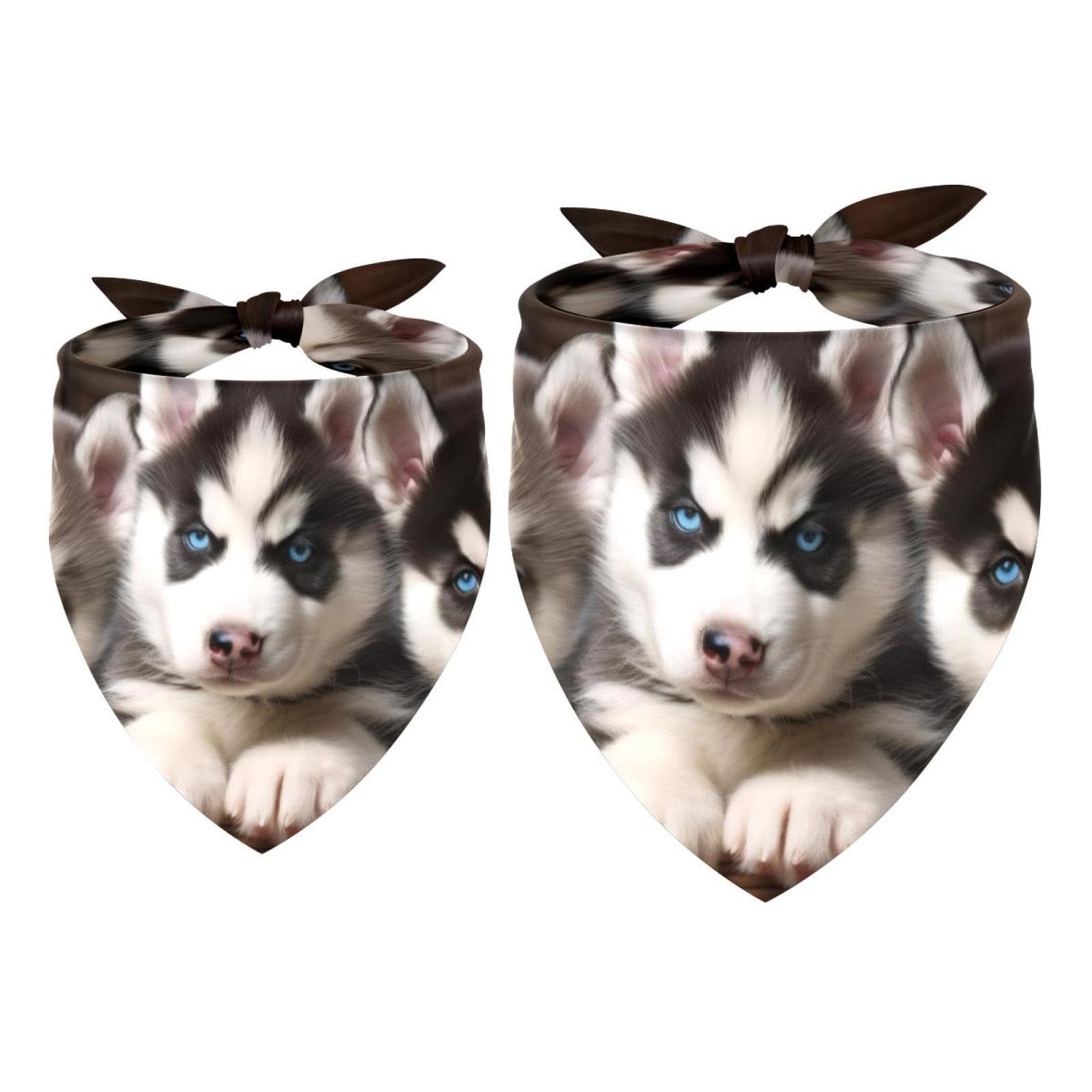 Cute Dog Bandanas for Small Medium Large Pets - 2-Piece Set with Animal Patterns | Dog Scarf & Cat Accessories for Daily Walks, Pet Parties & Photo Shoots