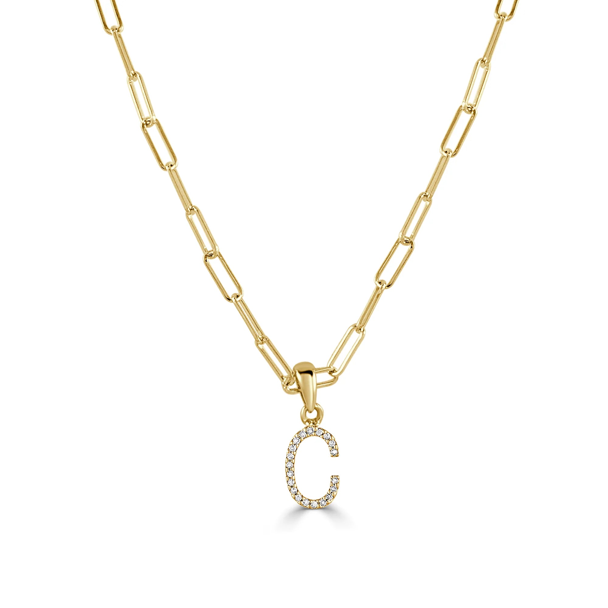 14K Gold Diamond Initial Paperclip Necklace - Personalized Name Letter Jewelry for Women, Gift for Her - Perfect for Birthdays, Anniversaries & Everyday Elegance