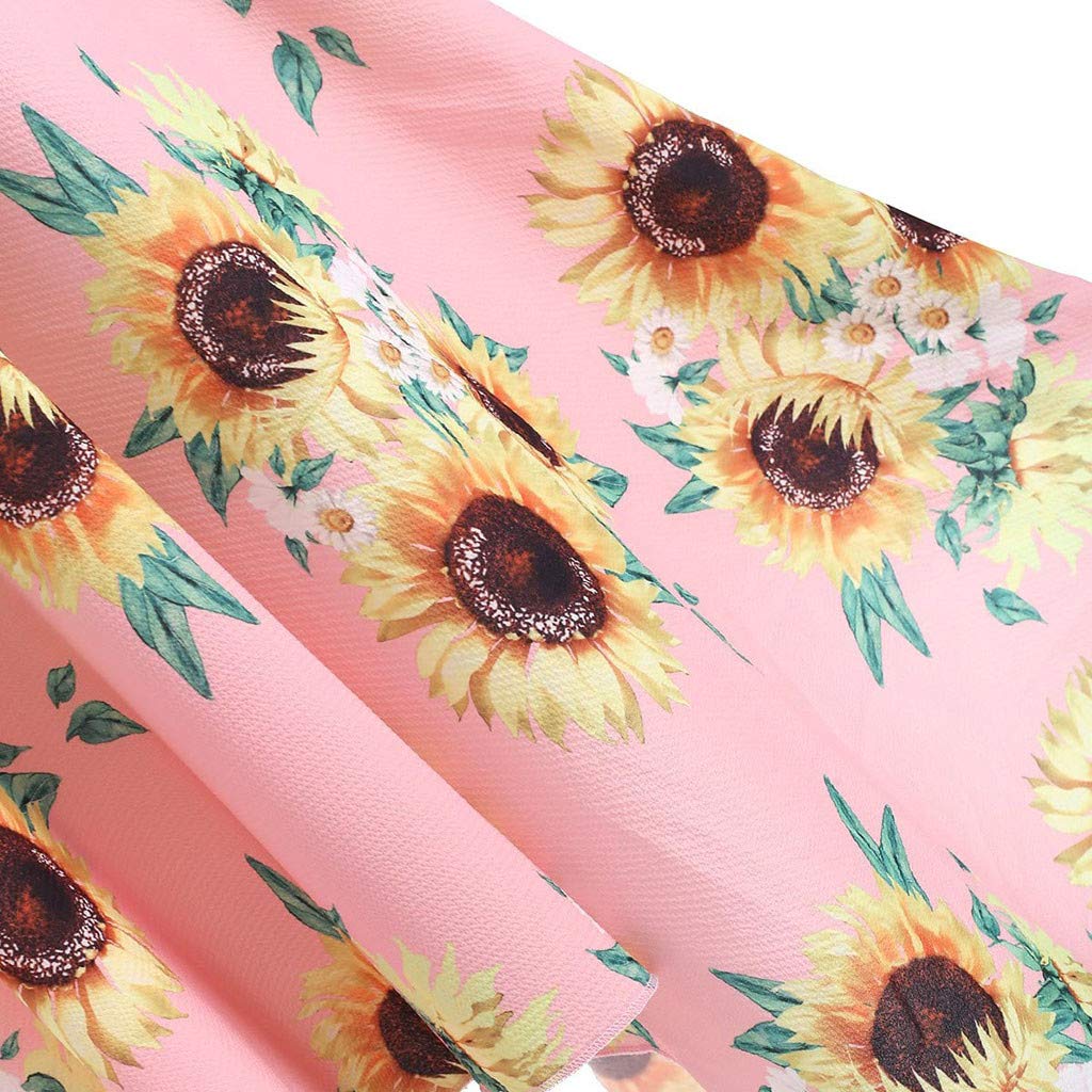 iQKA Women's Sunflower Print Mini Dress - Plus Size Asymmetric Camis Summer Beach Dress for Vacation, Pool Party & Outdoor Date Night