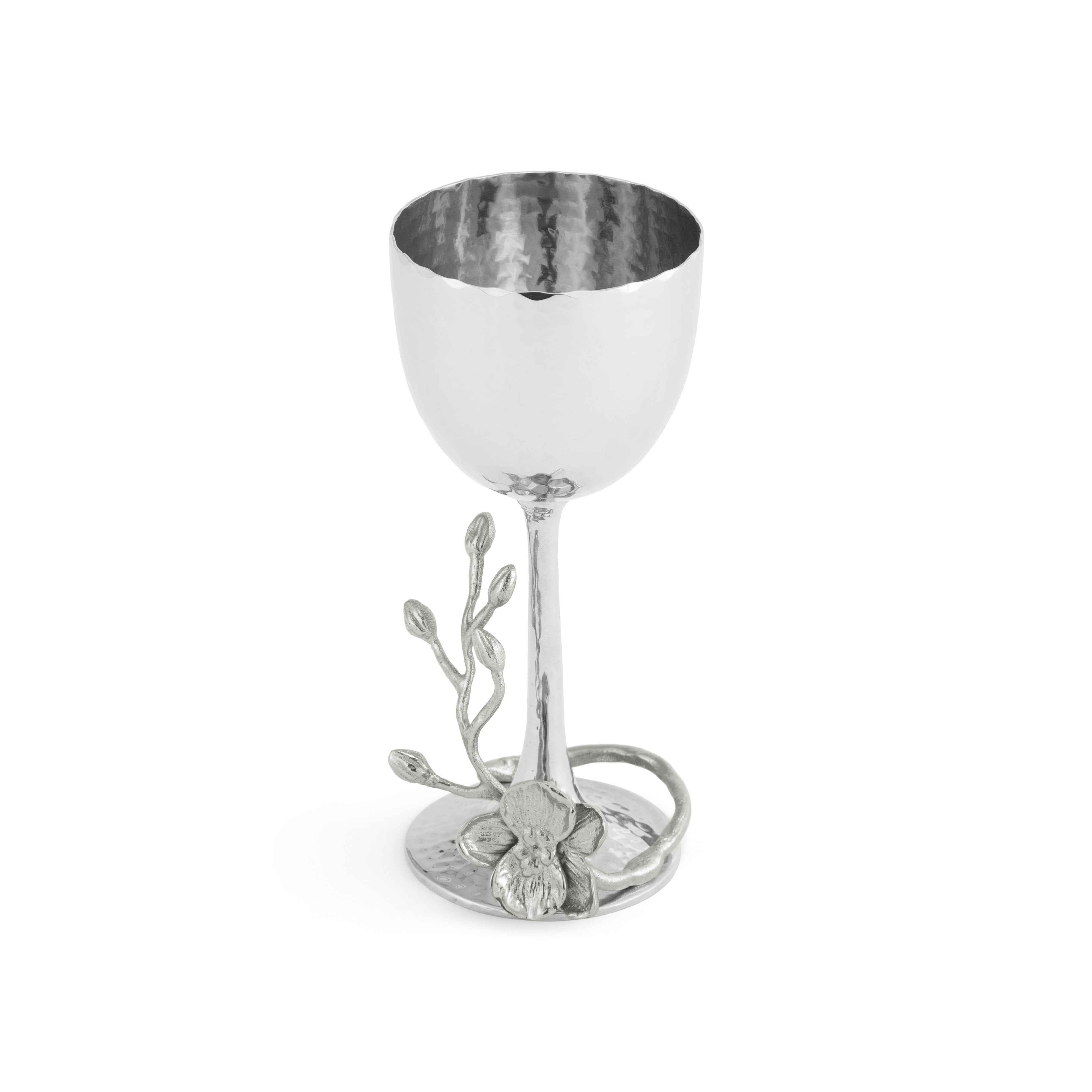 Elegant White Orchid Kiddush Cup - Handcrafted Jewish Communion Wine Goblet for Shabbat, Passover & Holidays - Perfect for Religious Ceremonies & Home Decor