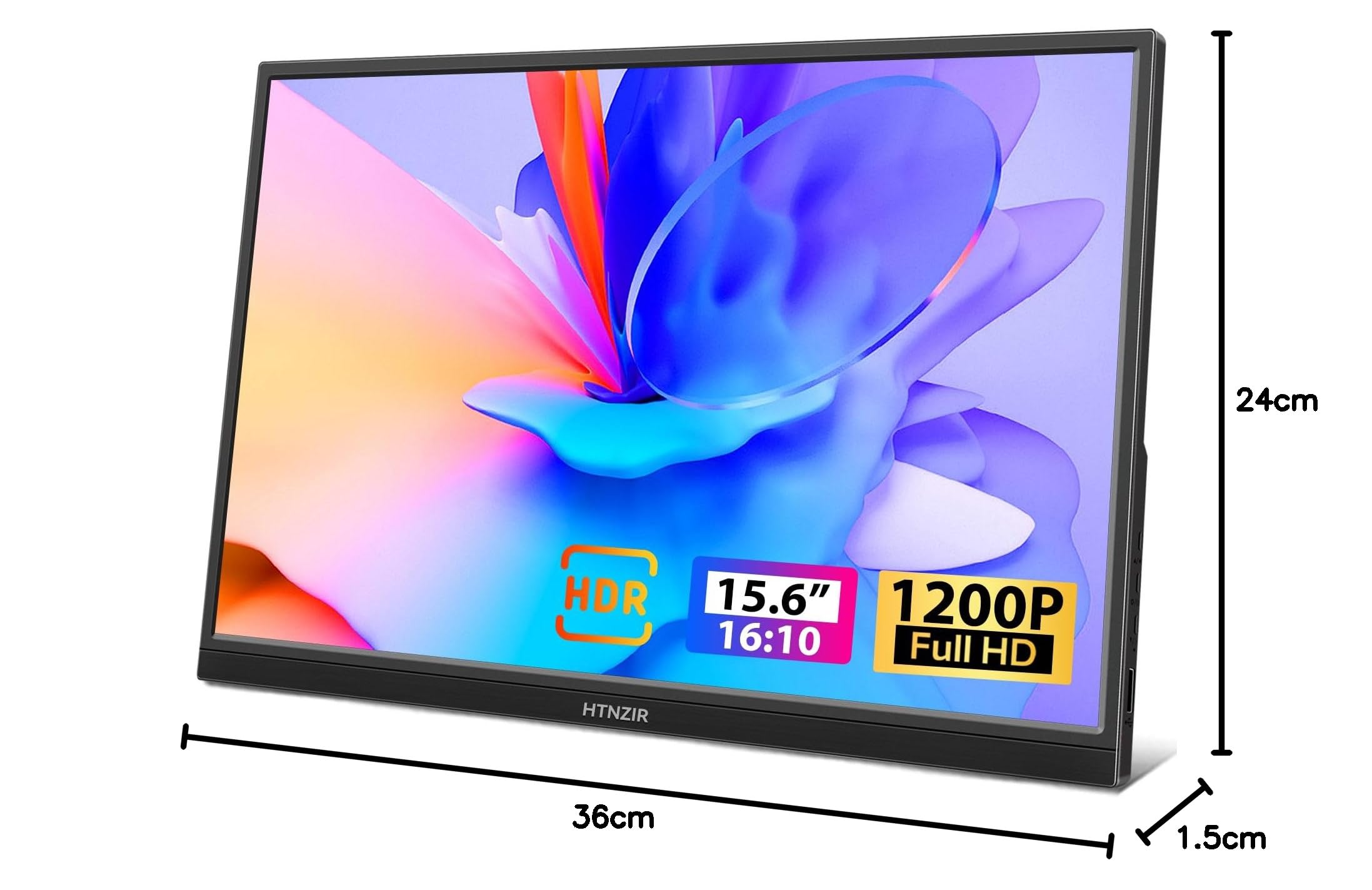 16 Inch Portable Monitor with 1920x1200 IPS Display - USB-C & HDMI Plug and Play Travel Monitor for Laptop, Mac, PC, Phone, PS5, Xbox & Switch - Ultra Slim Lightweight Design with Built-in Speakers for Work, Gaming & Entertainment On-The-Go