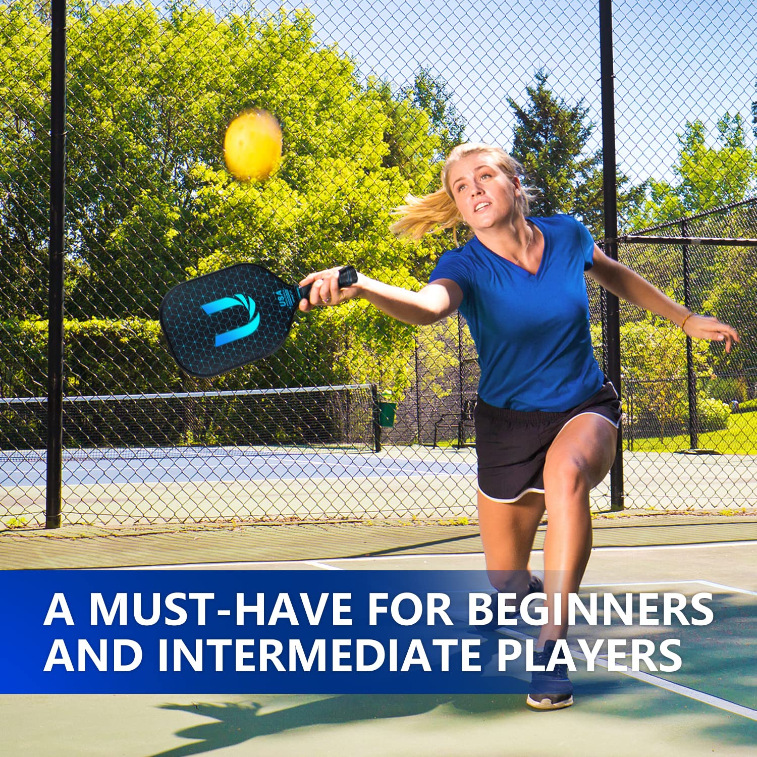 Premium Graphite Pickleball Paddles Set of 2 - USAPA Approved, Lightweight with Textured High-Grit Surface for Maximum Spin | Thermoformed Technology & Non-Slip Contour Grip | Includes 4 Outdoor Balls & Carry Bag - Perfect for Tournaments, Backyard Games & Family Fun