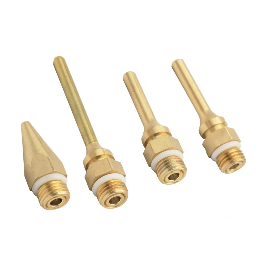 4-Pack Interchangeable Copper Glue Gun Nozzles Set - 2.0x70mm, 2.0x50mm, 2.0x34mm, 3.0x50mm Tips for Hot Melt Glue Guns - Perfect for DIY Crafts, Home Repairs & Woodworking Projects
