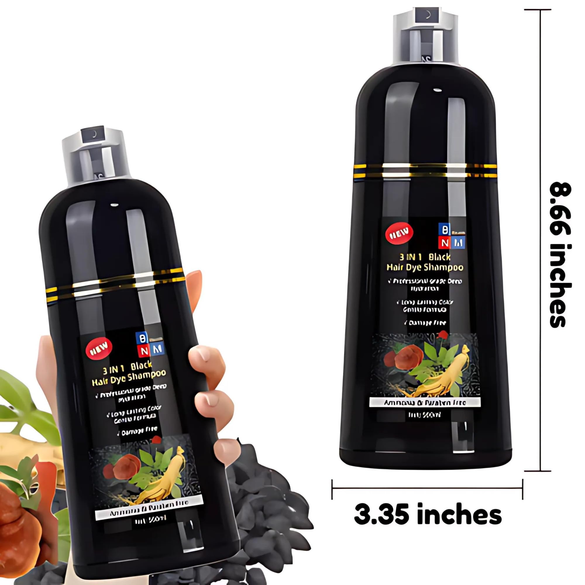 **Dark Wine Red Hair Dye Shampoo for Gray Hair – 3-in-1 Natural Color, Shampoo & Conditioner – Ammonia-Free, Long-Lasting Coverage – 500ml – Quick & Easy for Men & Women – Perfect for Home Use & Salon Styling**