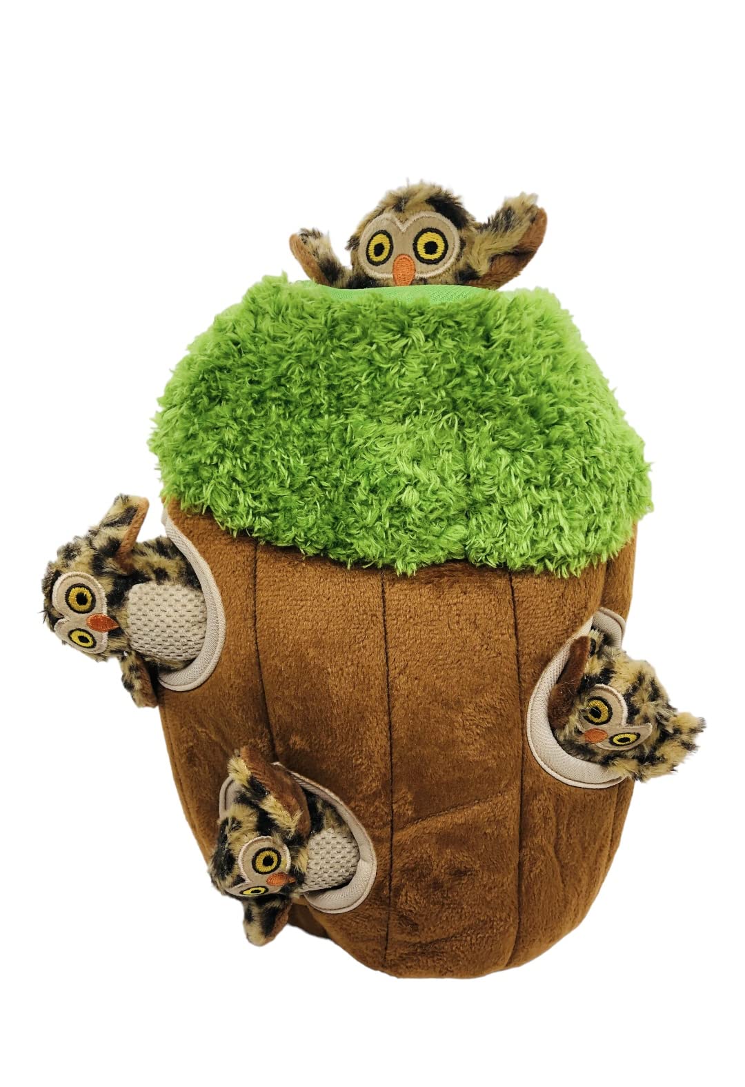 Interactive Plush Owl Hide and Seek Dog Toy with Squeaker - Fun Burrow Game for Small & Medium Dogs - Perfect for Indoor Play & Mental Stimulation (Tree with Owls, Medium Size)