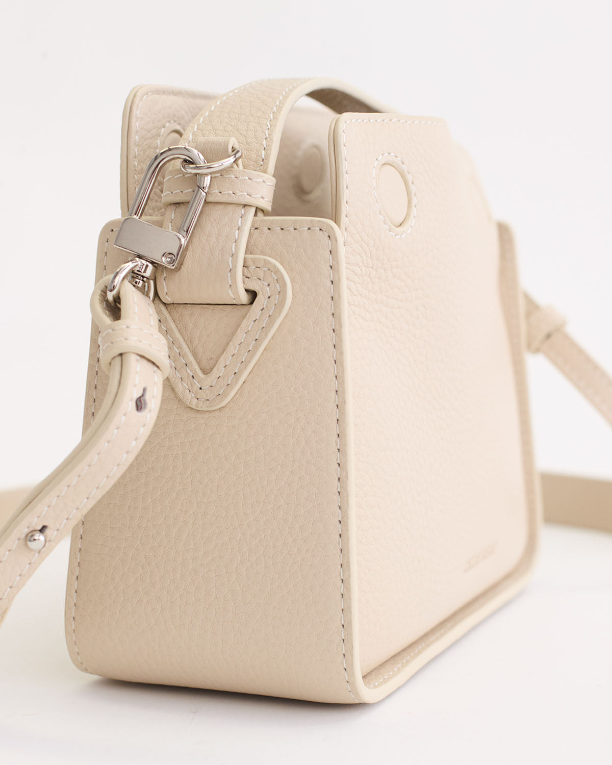 Mini Clementine Crossbody Bag - Oat Pebbled Leather Handbag for Women | Perfect for Everyday Use, Work, and Travel