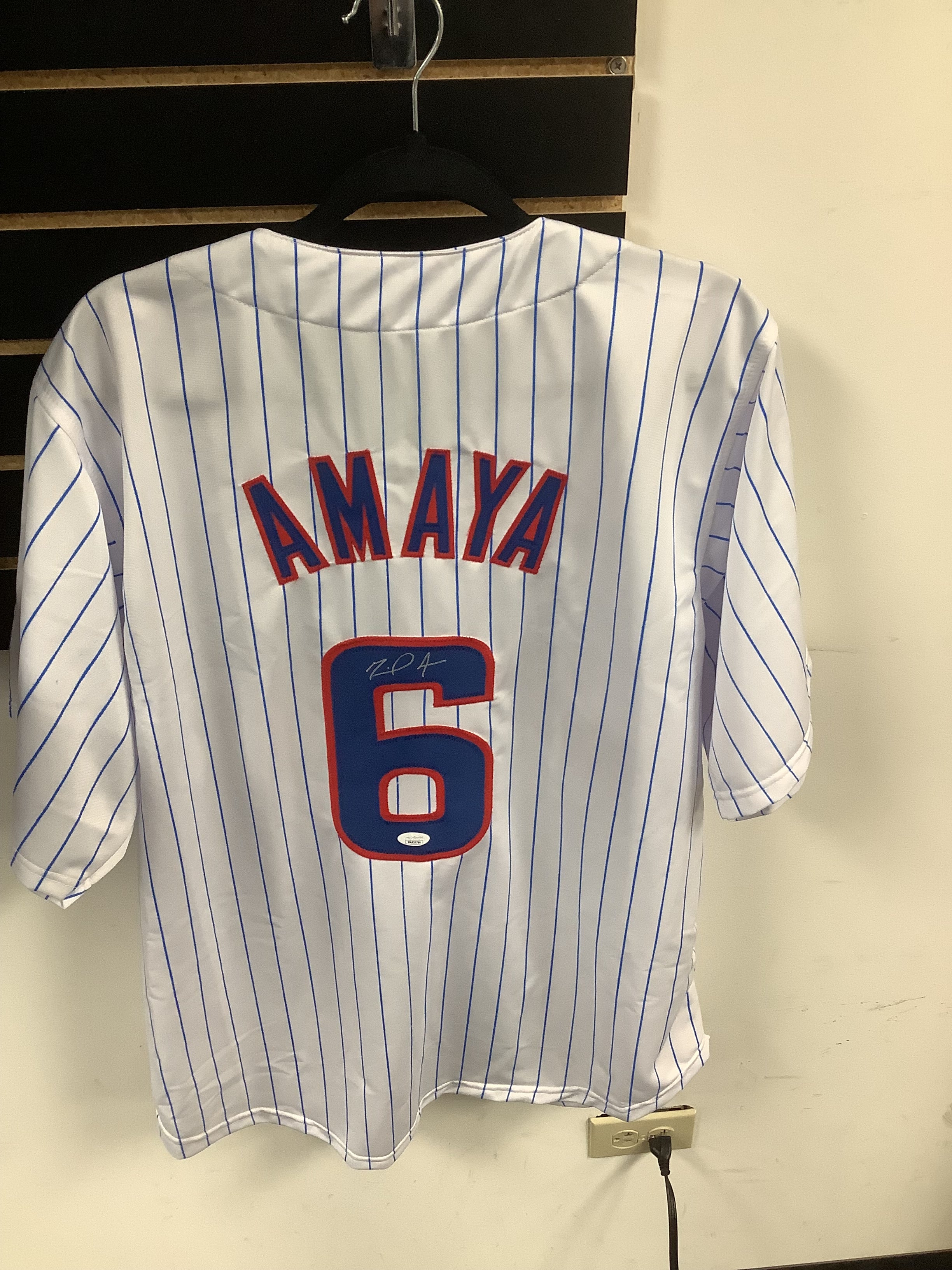 Miguel Amada Autographed White Baseball Jersey with JSA COA - Perfect for Collectors, Fans, and Sports Memorabilia Displays