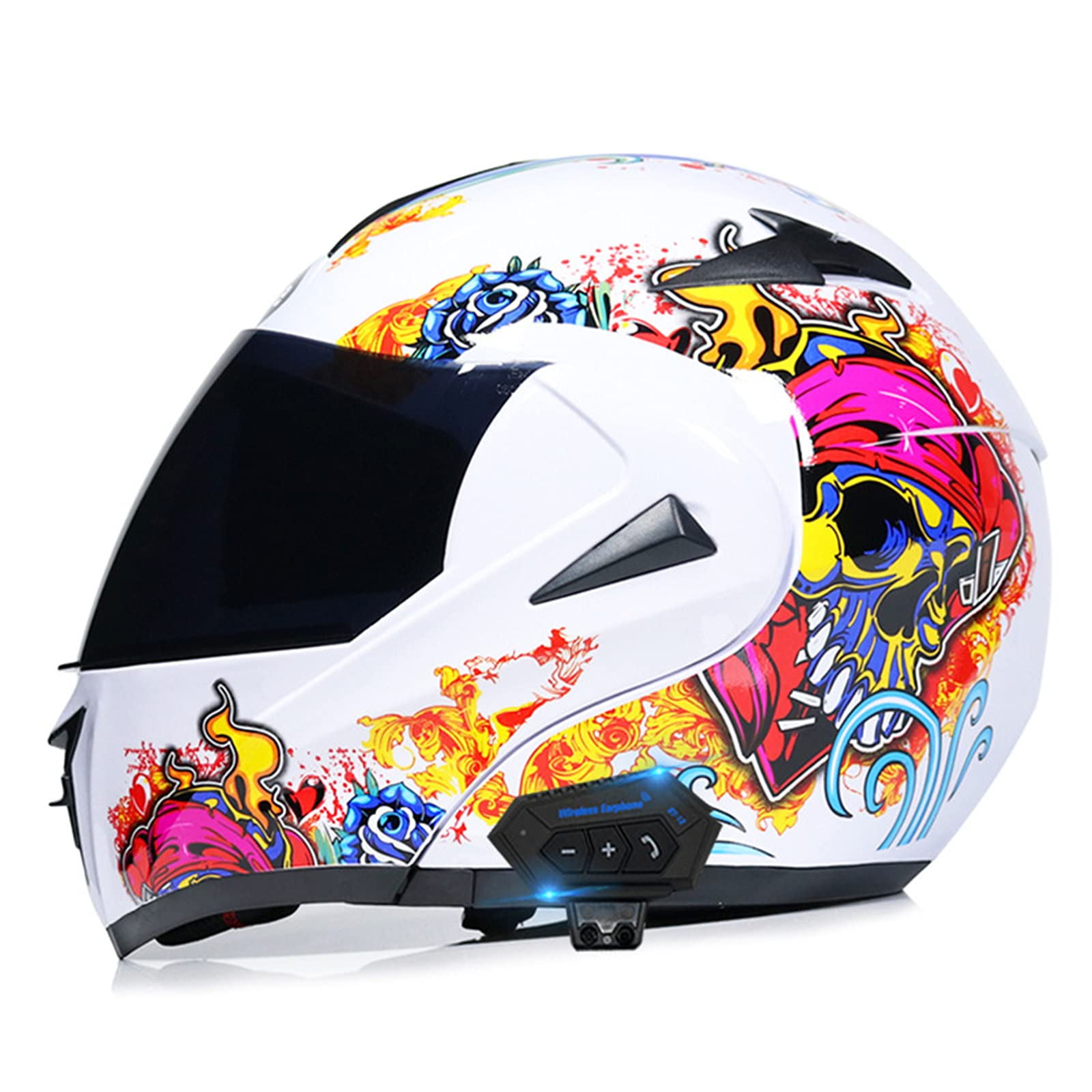 DOT/ECE Approved Bluetooth Motorcycle Helmet with Dual Visor - Modular Flip-Up Full Face Design for Motocross & Street Riding - Hands-Free Calling & Music Streaming for Commuters & Adventure Riders