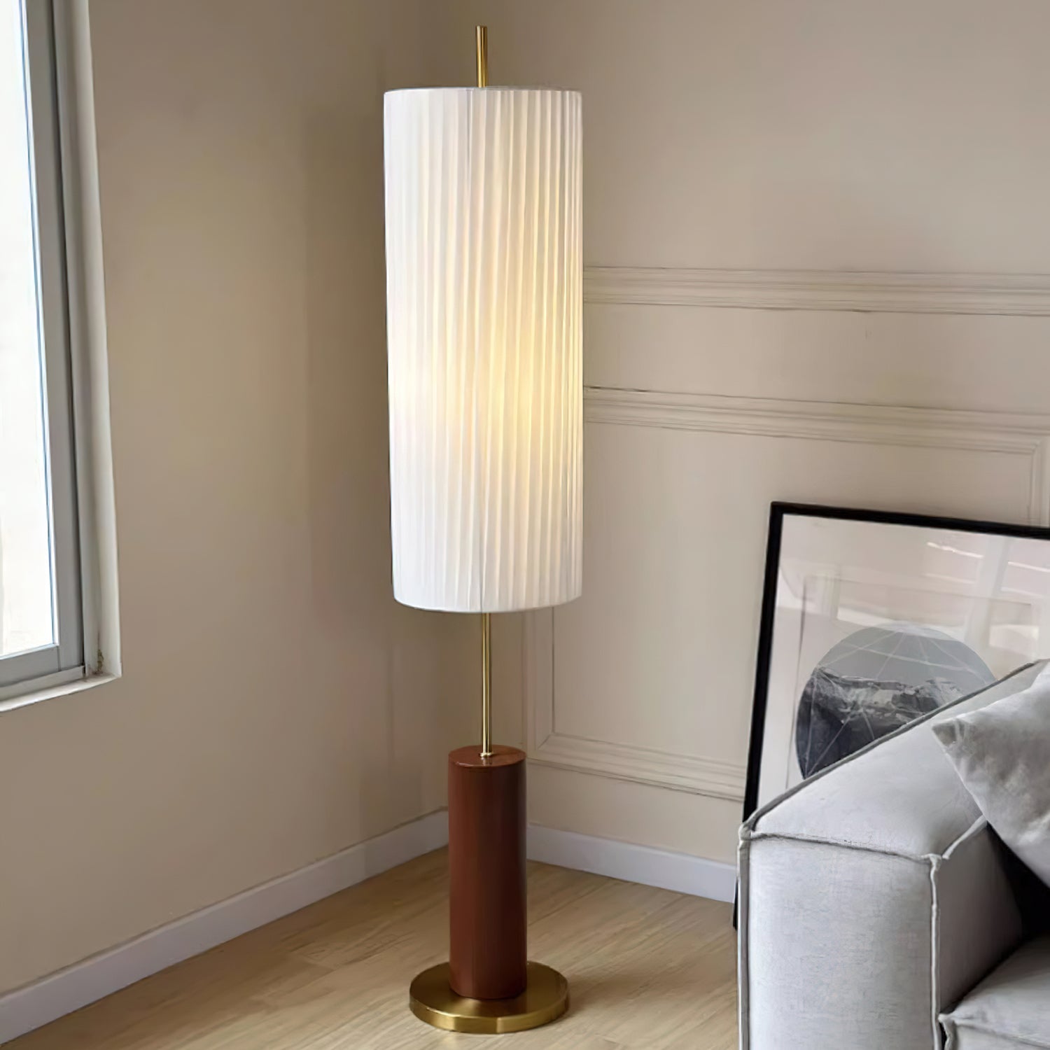 Modern Dorica Floor Lamp with Adjustable Height - Bright LED Standing Light for Living Room, Bedroom, or Office - Perfect for Reading, Working, and Relaxing